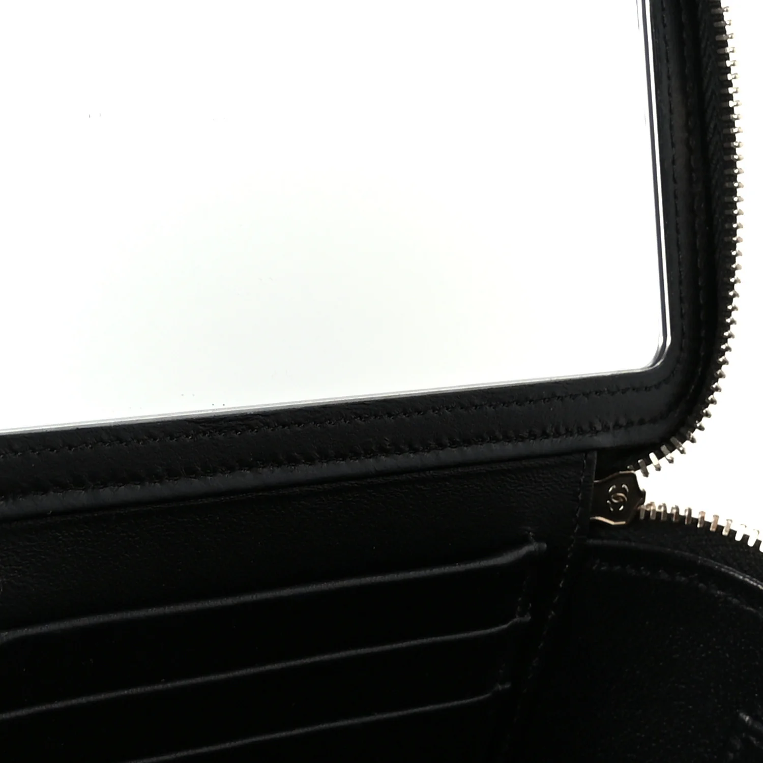 Lambskin Quilted Small Top Handle Vanity Case With Chain Black - Image 11