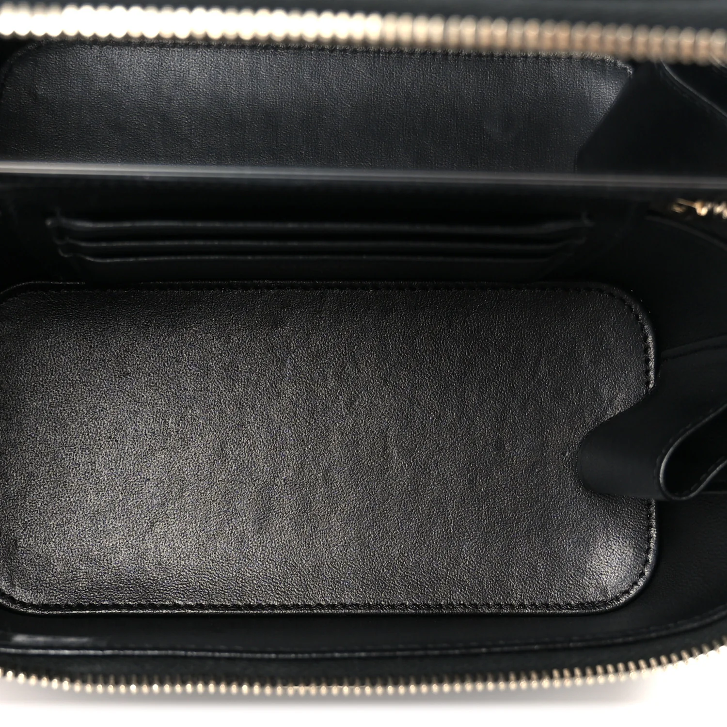 Lambskin Quilted Small Top Handle Vanity Case With Chain Black - Image 5