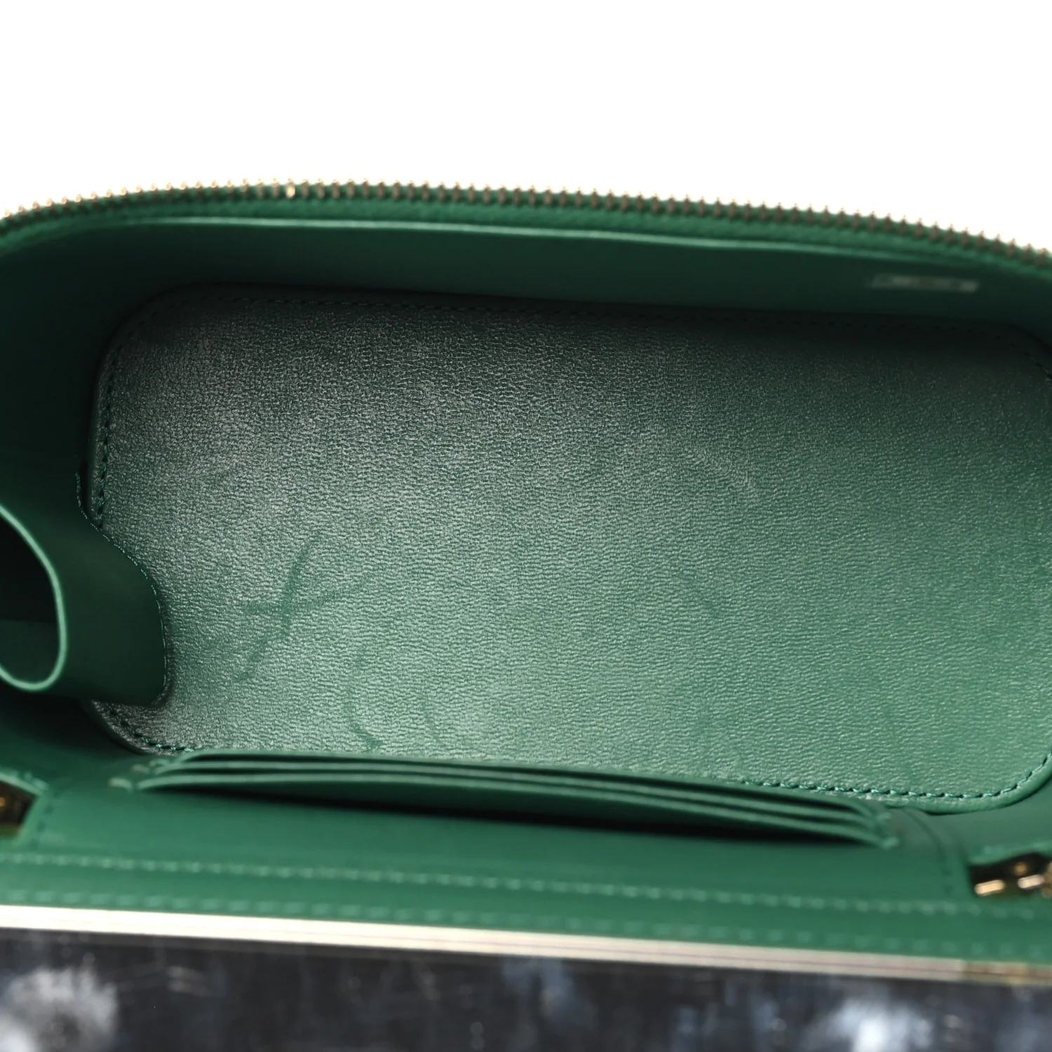 Lambskin Quilted Small Top Handle Vanity Case With Chain Green - Image 6