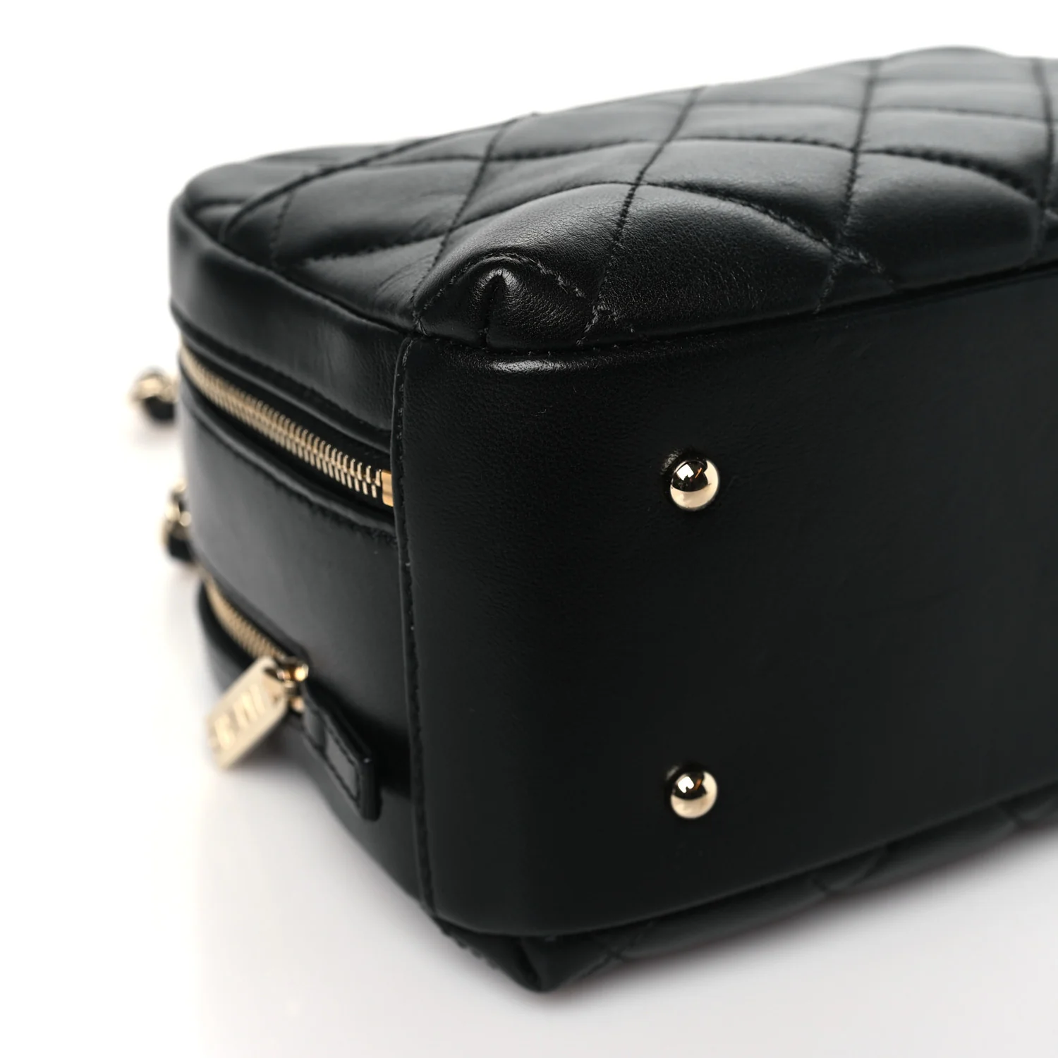 Lambskin Quilted Small Trendy CC Bowling Bag Black - Image 10