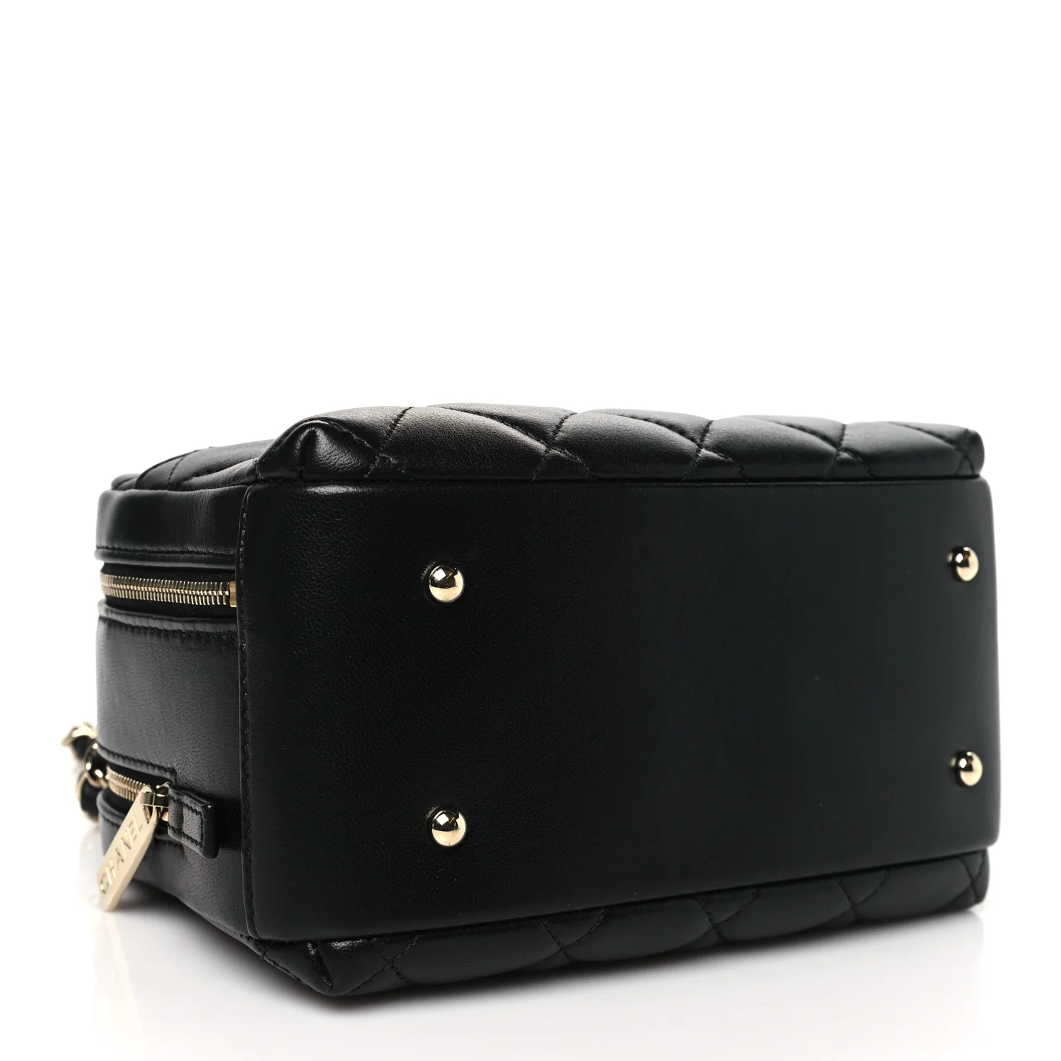 Lambskin Quilted Small Trendy CC Bowling Bag Black - Image 4