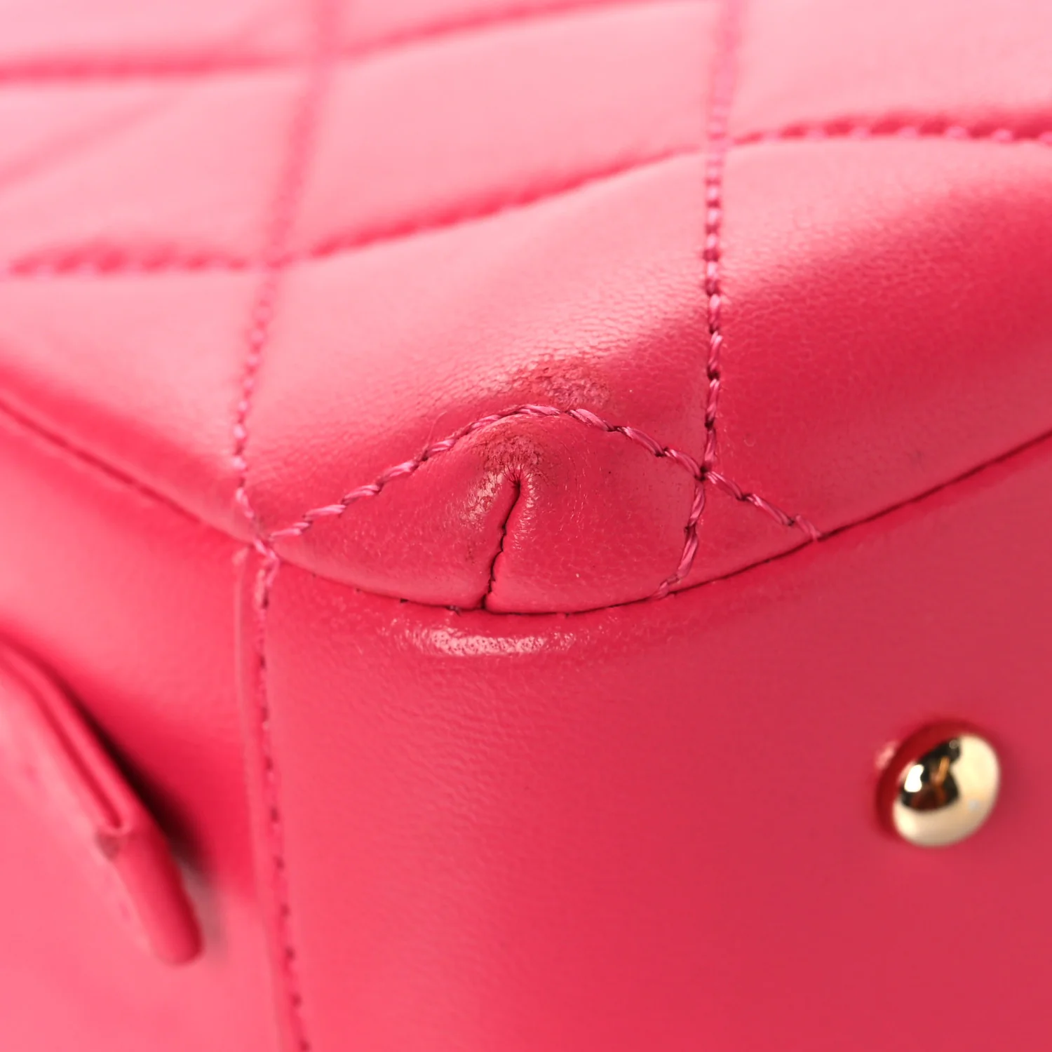 Lambskin Quilted Small Trendy CC Bowling Bag Pink - Image 12