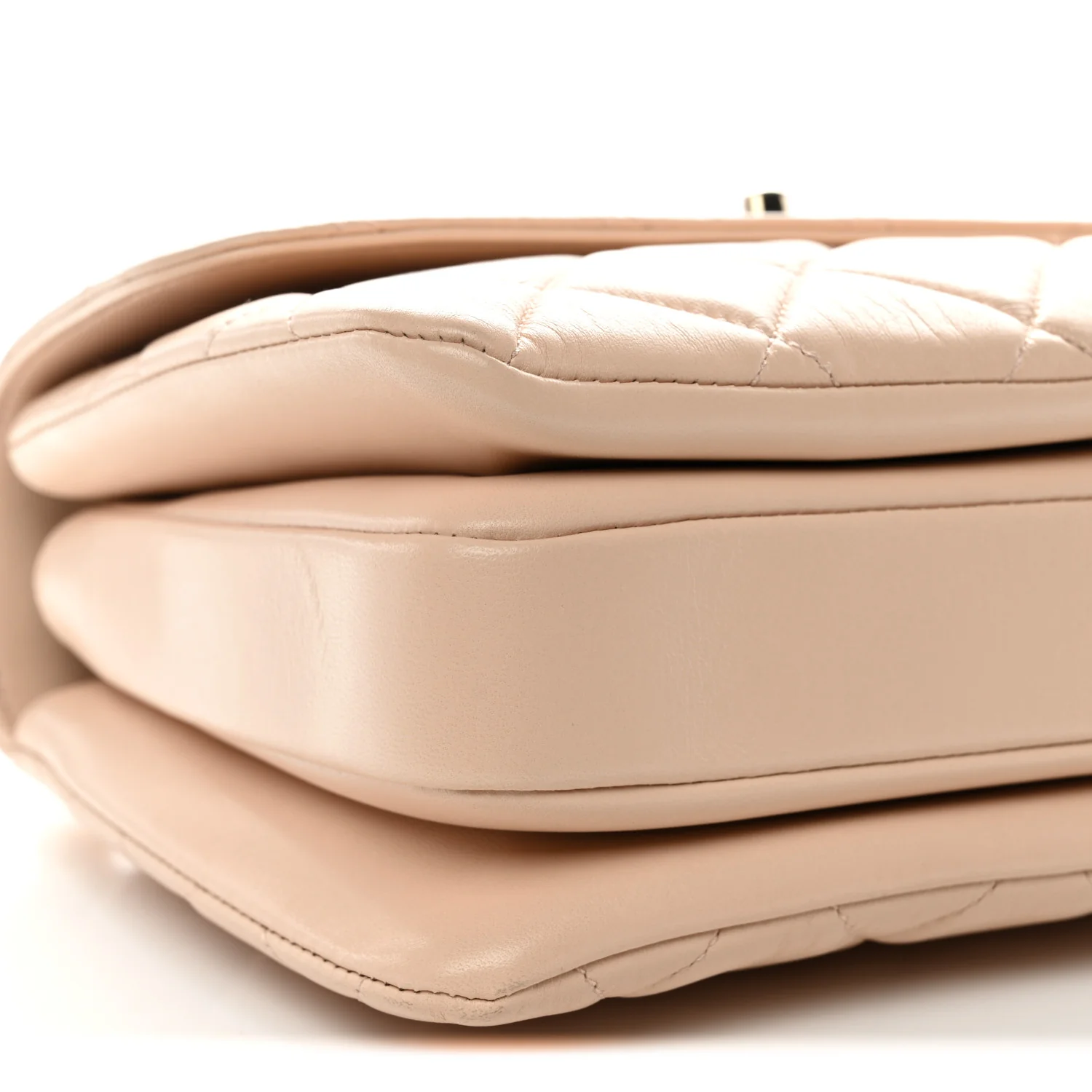 Lambskin Quilted Small Trendy CC Dual Handle Flap Bag Beige - Image 24