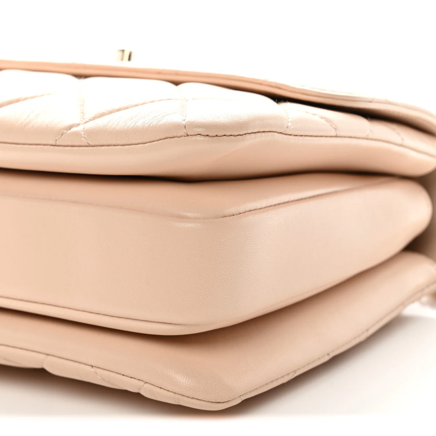 Lambskin Quilted Small Trendy CC Dual Handle Flap Bag Beige - Image 27