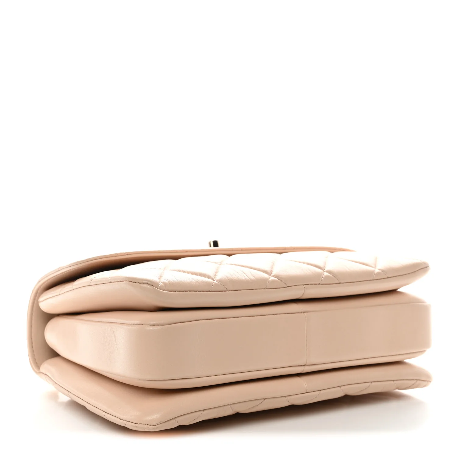 Lambskin Quilted Small Trendy CC Dual Handle Flap Bag Beige - Image 9