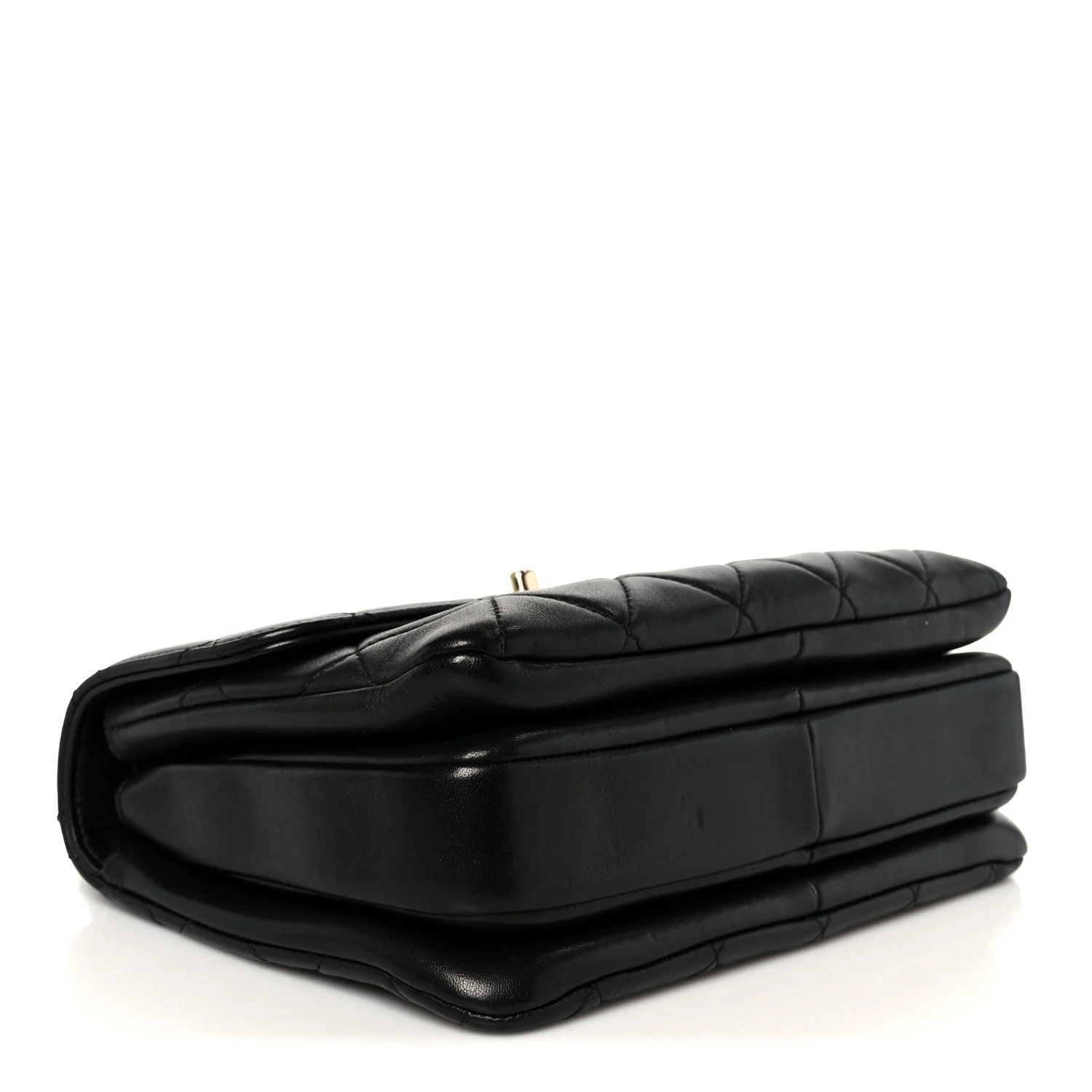 Lambskin Quilted Small Trendy CC Dual Handle Flap Bag Black - Image 4