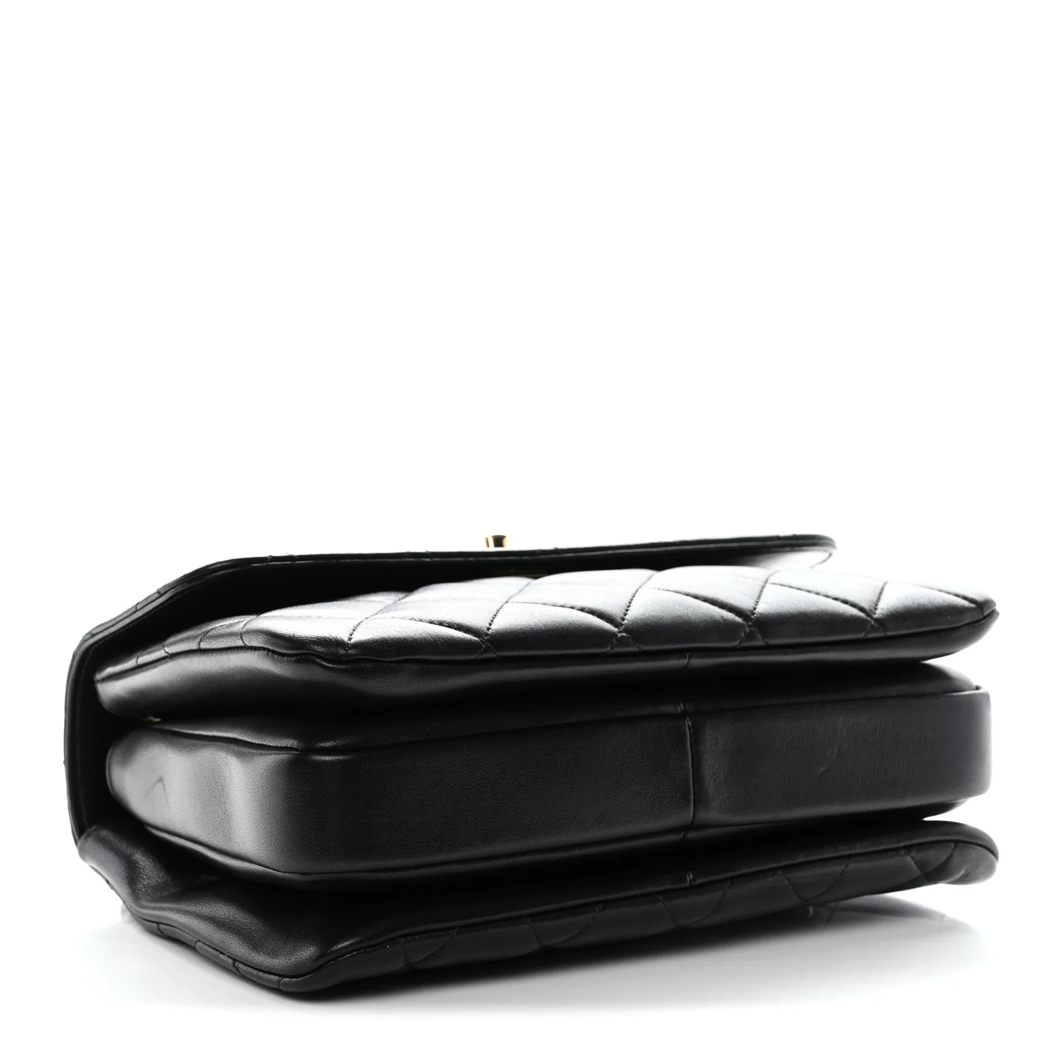 Lambskin Quilted Small Trendy CC Dual Handle Flap Bag Black - Image 4
