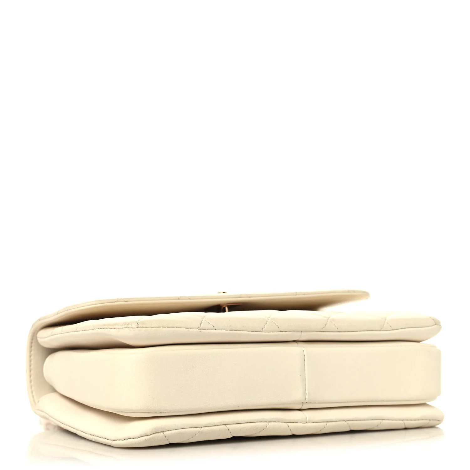 Lambskin Quilted Small Trendy CC Dual Handle Flap Bag White - Image 4