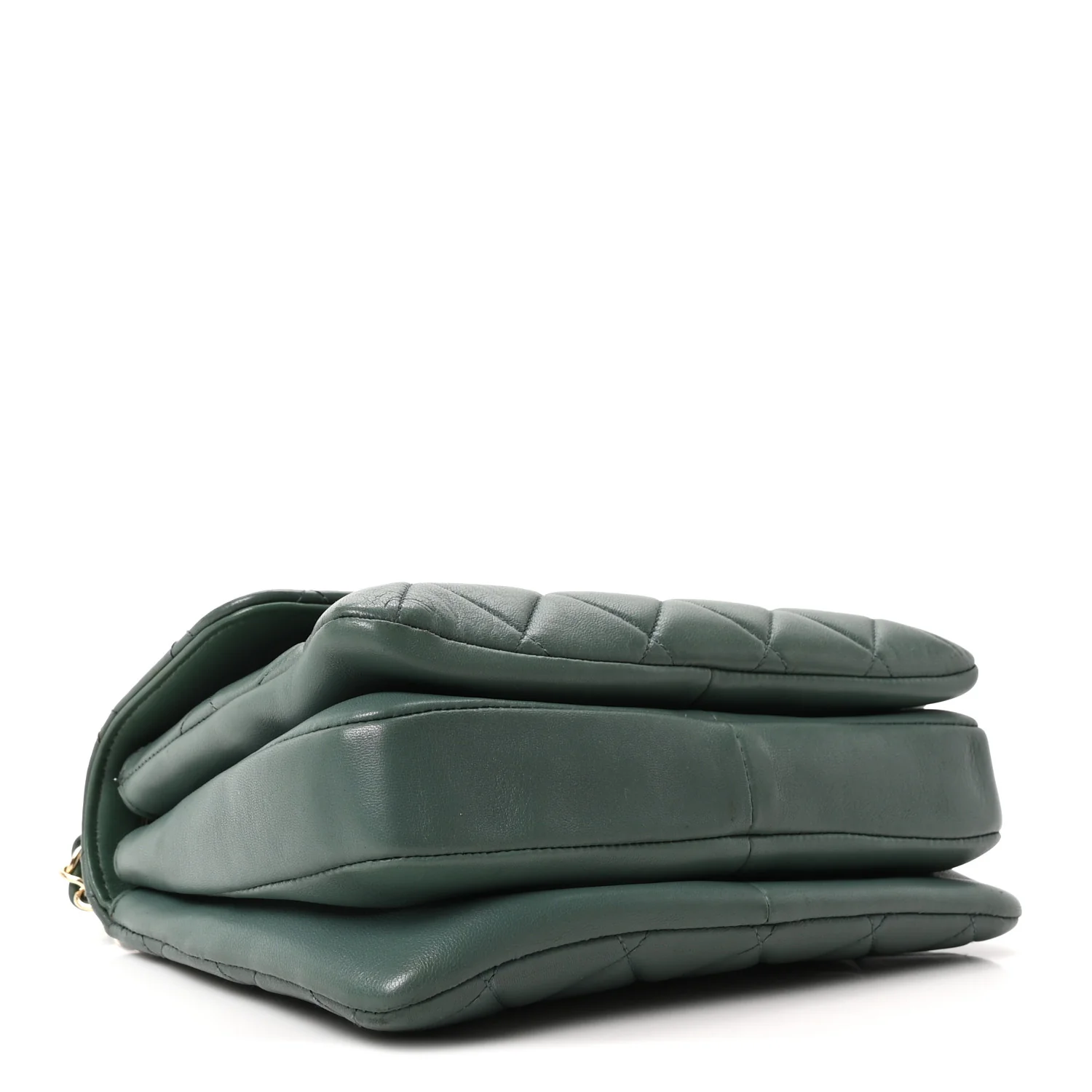 Lambskin Quilted Small Trendy CC Flap Dual Handle Bag Green - Image 4