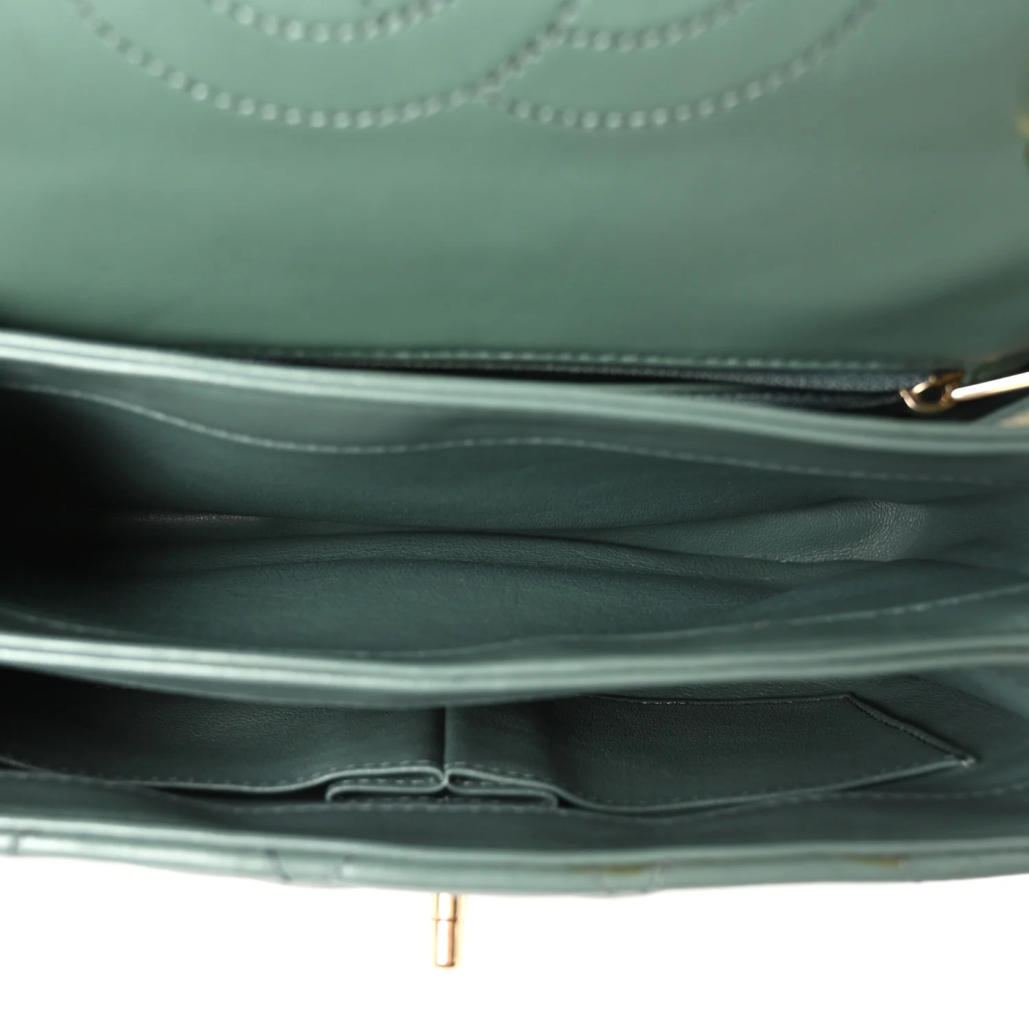 Lambskin Quilted Small Trendy CC Flap Dual Handle Bag Green - Image 5
