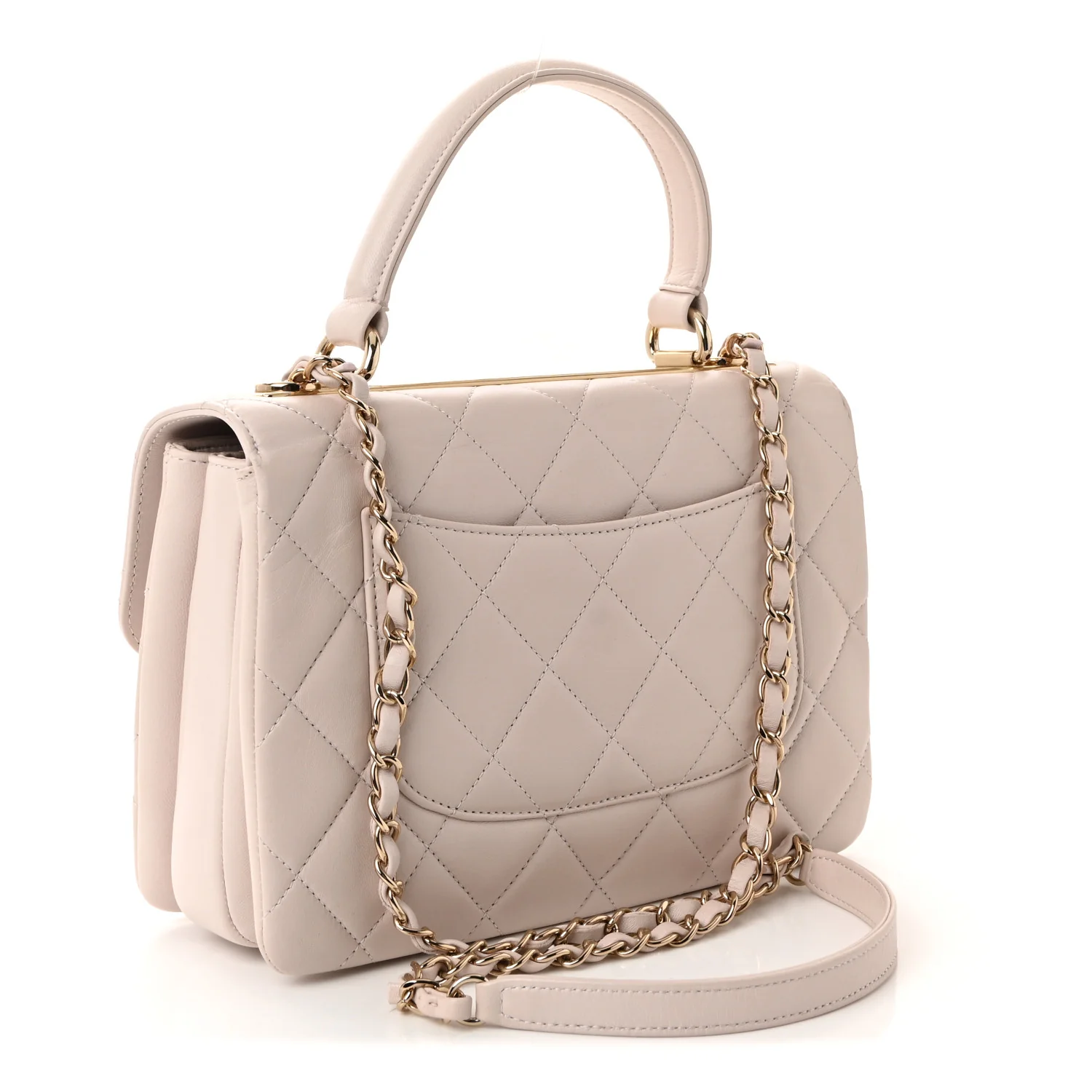 Lambskin Quilted Small Trendy CC Flap Dual Handle Bag Lilas Lilac - Image 3
