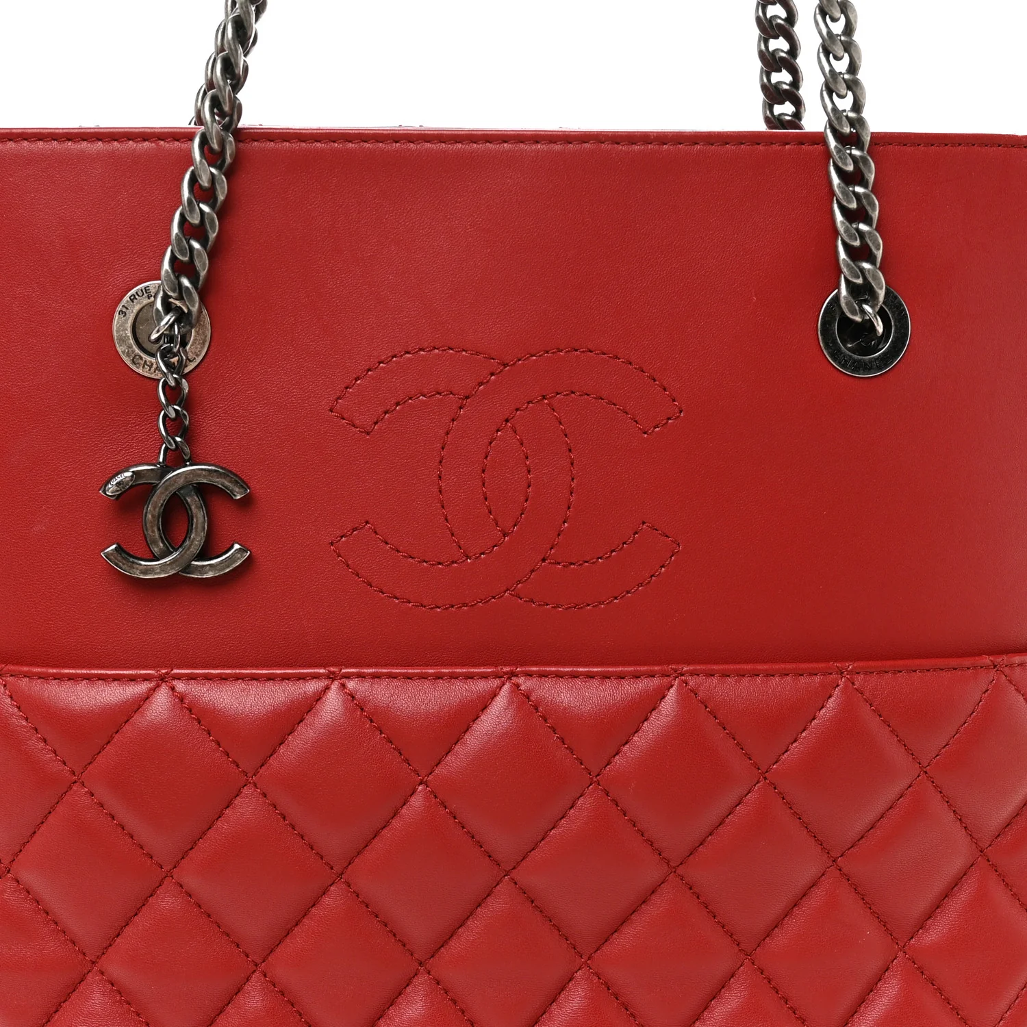 Lambskin Quilted Small Urban Delight Tote Red - Image 8