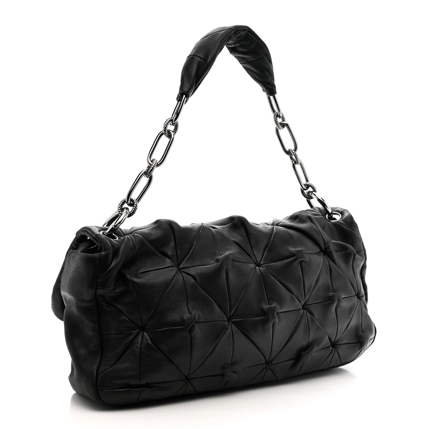 Lambskin Quilted Soft Squares Origami Flap Black - Image 3