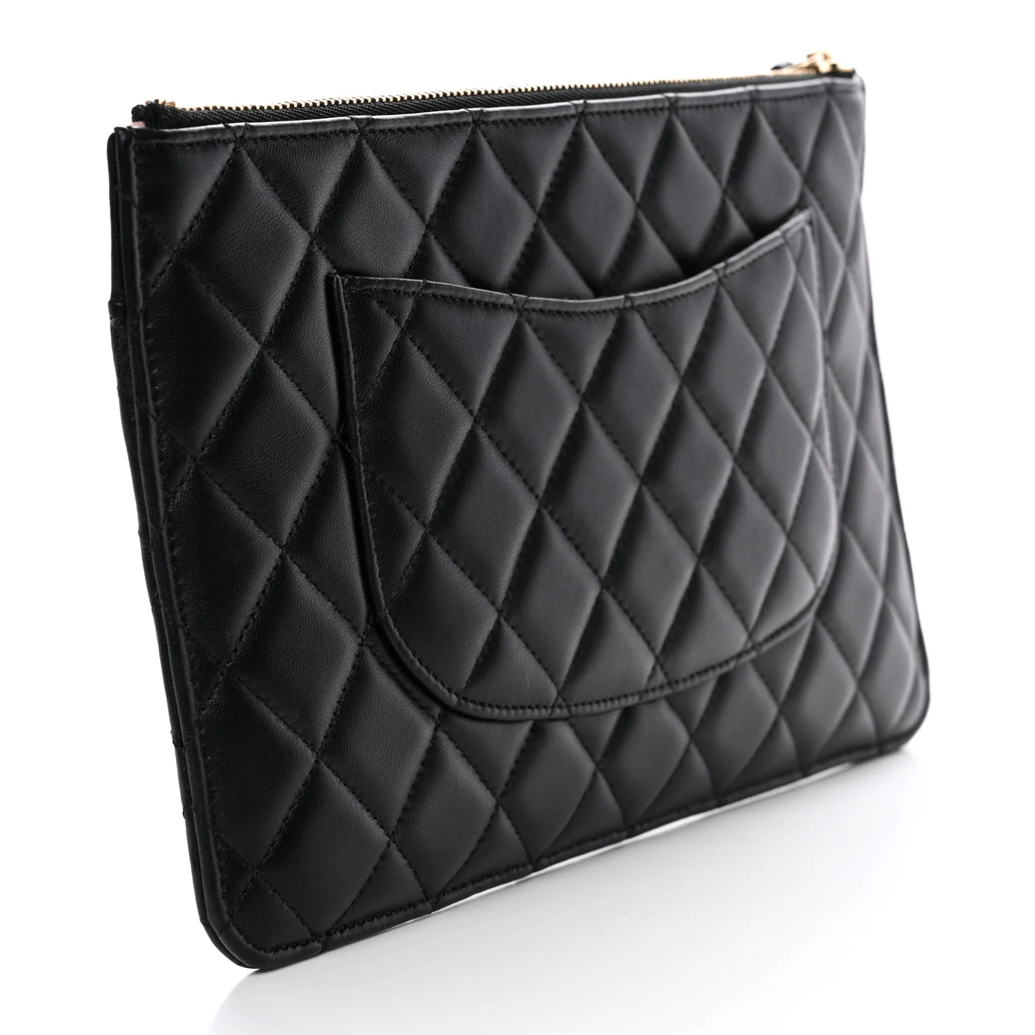 Lambskin Quilted Sunset Boulevard Pouch Case Black Pink - Image 4