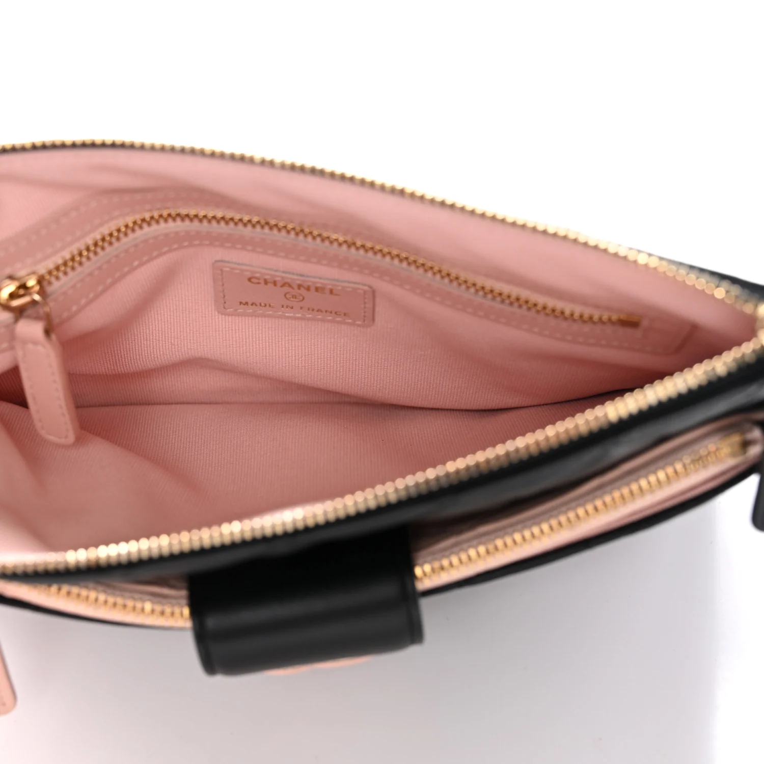 Lambskin Quilted Sunset Boulevard Pouch Case Black Pink - Image 6