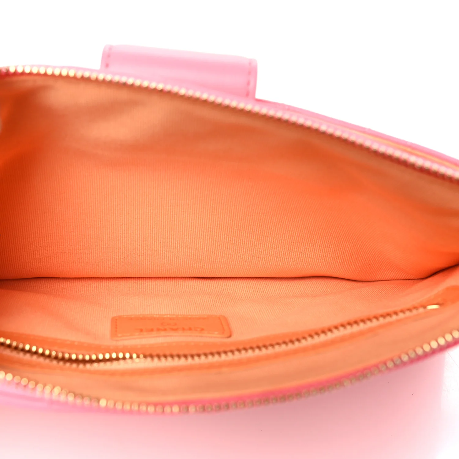 Lambskin Quilted Sunset Boulevard Pouch Case Coral Orange - Image 6