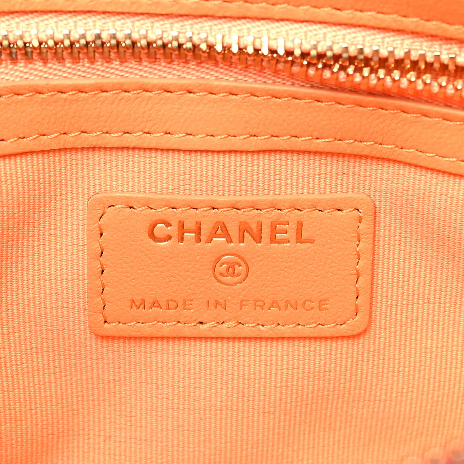 Lambskin Quilted Sunset Boulevard Pouch Case Coral Orange - Image 7