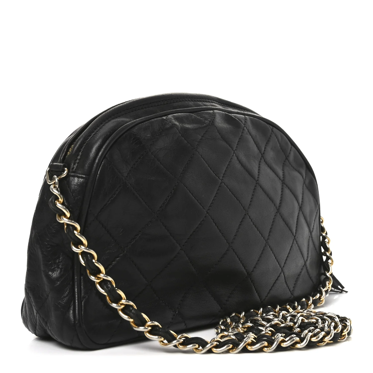 Lambskin Quilted Tassel Camera Case Black - Image 3