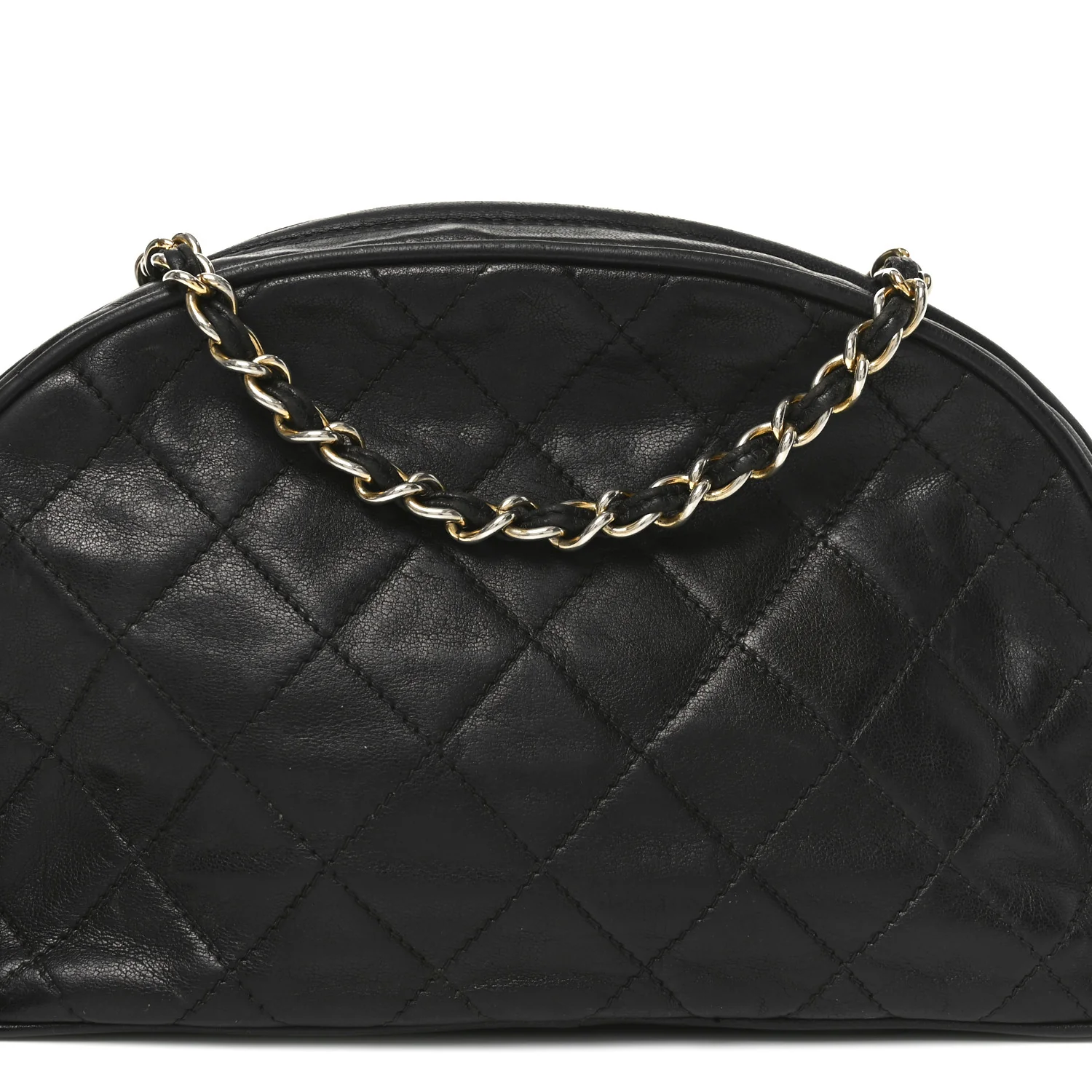 Lambskin Quilted Tassel Camera Case Black - Image 9