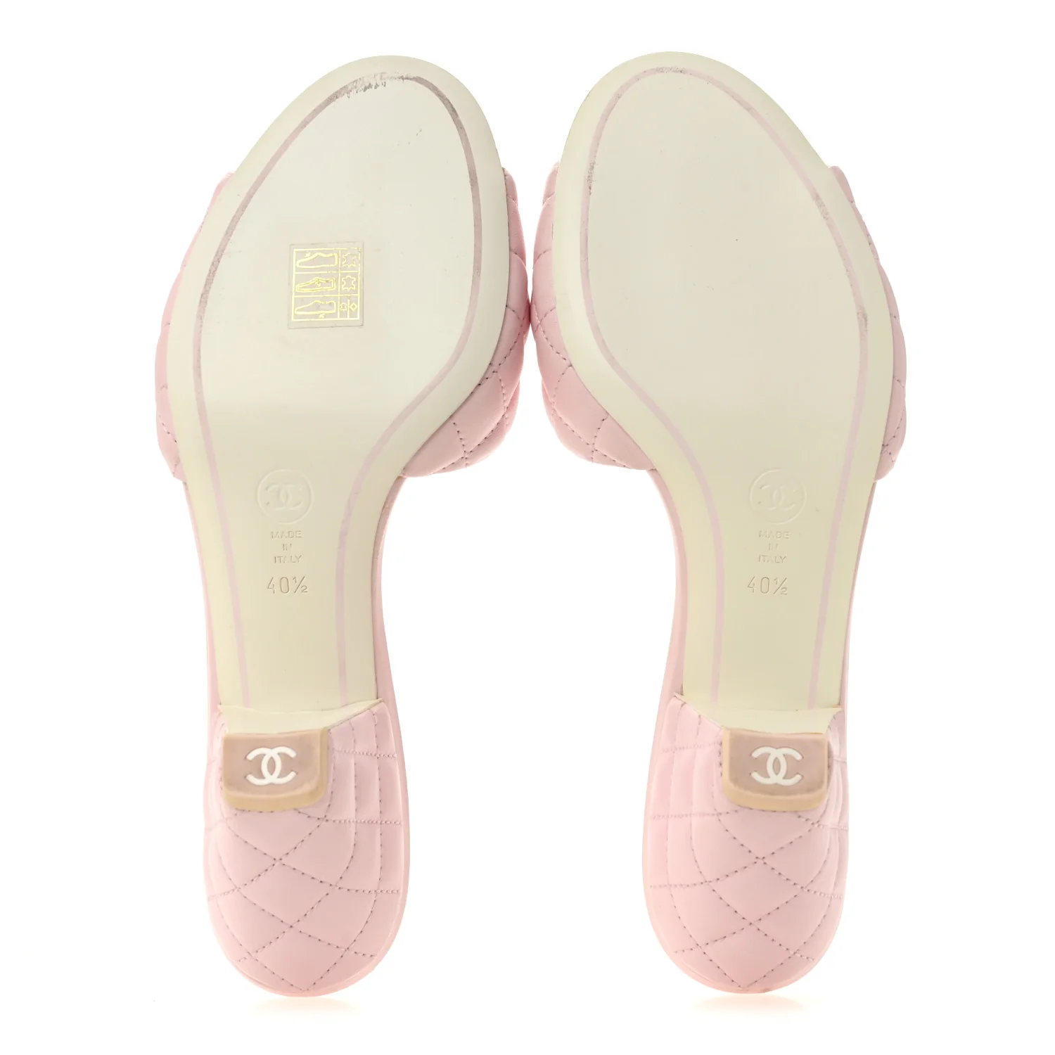 Lambskin Quilted Textured CC Mules 40.5 Light Pink - Image 6