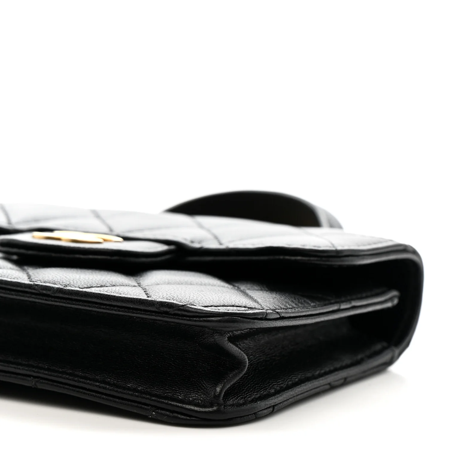 Lambskin Quilted Top Handle Flap Coin Purse With Chain Black - Image 11