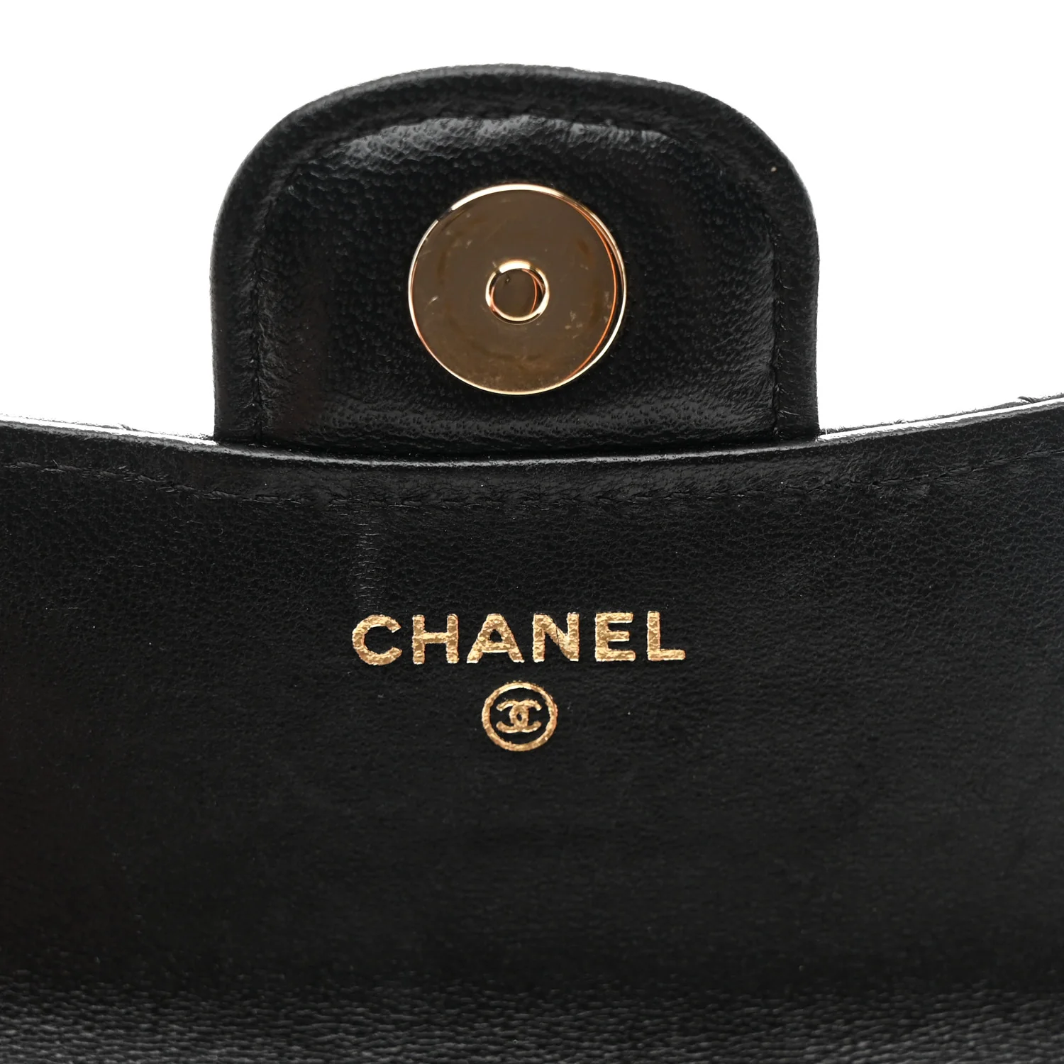Lambskin Quilted Top Handle Flap Coin Purse With Chain Black - Image 5