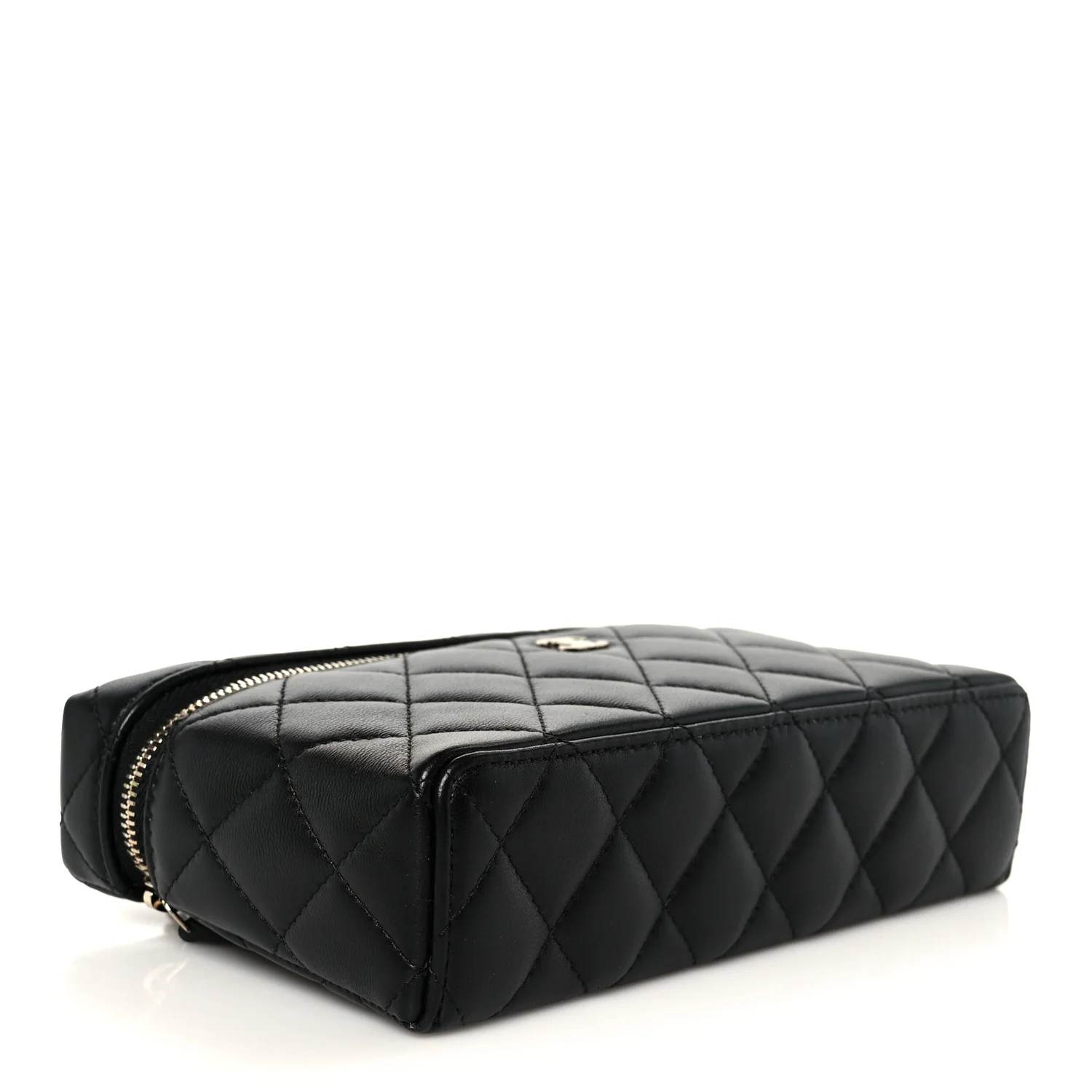 Lambskin Quilted Top Handle Slim Vanity With Chain Black - Image 4