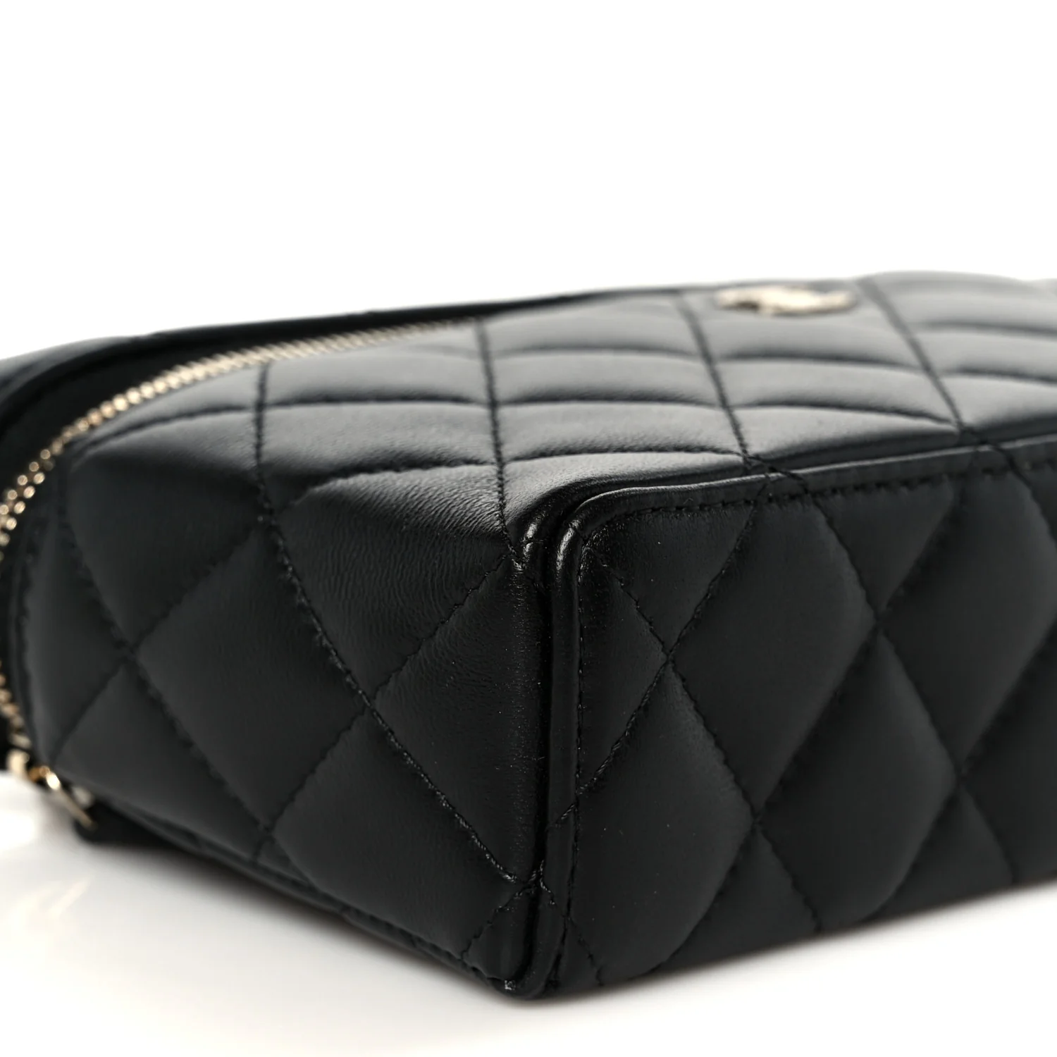 Lambskin Quilted Top Handle Slim Vanity With Chain Black - Image 9