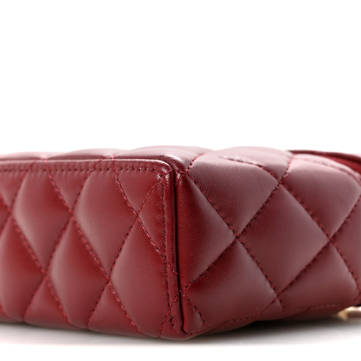 Lambskin Quilted Top Handle Slim Vanity With Chain Burgundy - Image 10