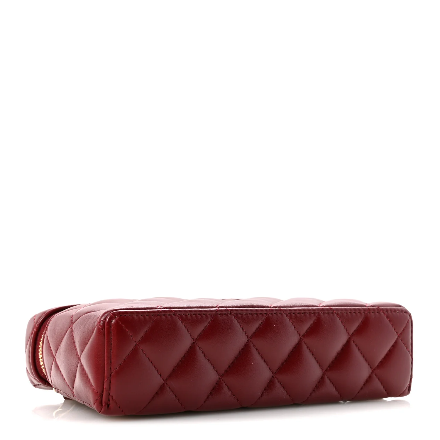 Lambskin Quilted Top Handle Slim Vanity With Chain Burgundy - Image 4