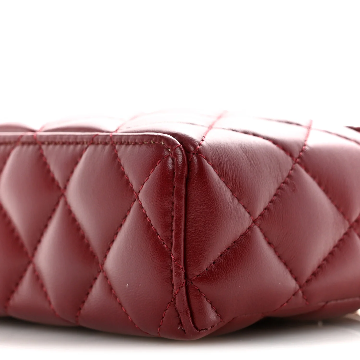 Lambskin Quilted Top Handle Slim Vanity With Chain Burgundy - Image 10