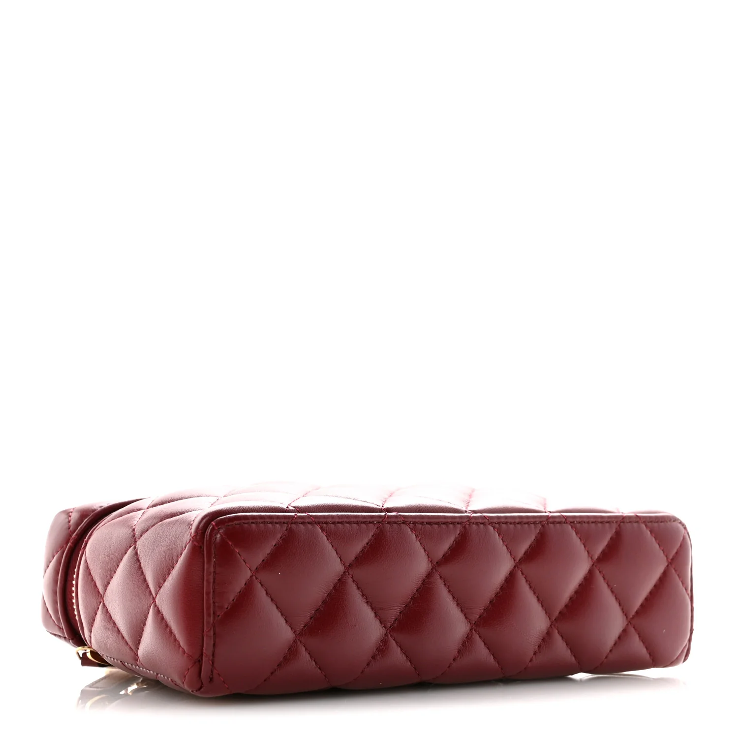 Lambskin Quilted Top Handle Slim Vanity With Chain Burgundy - Image 4