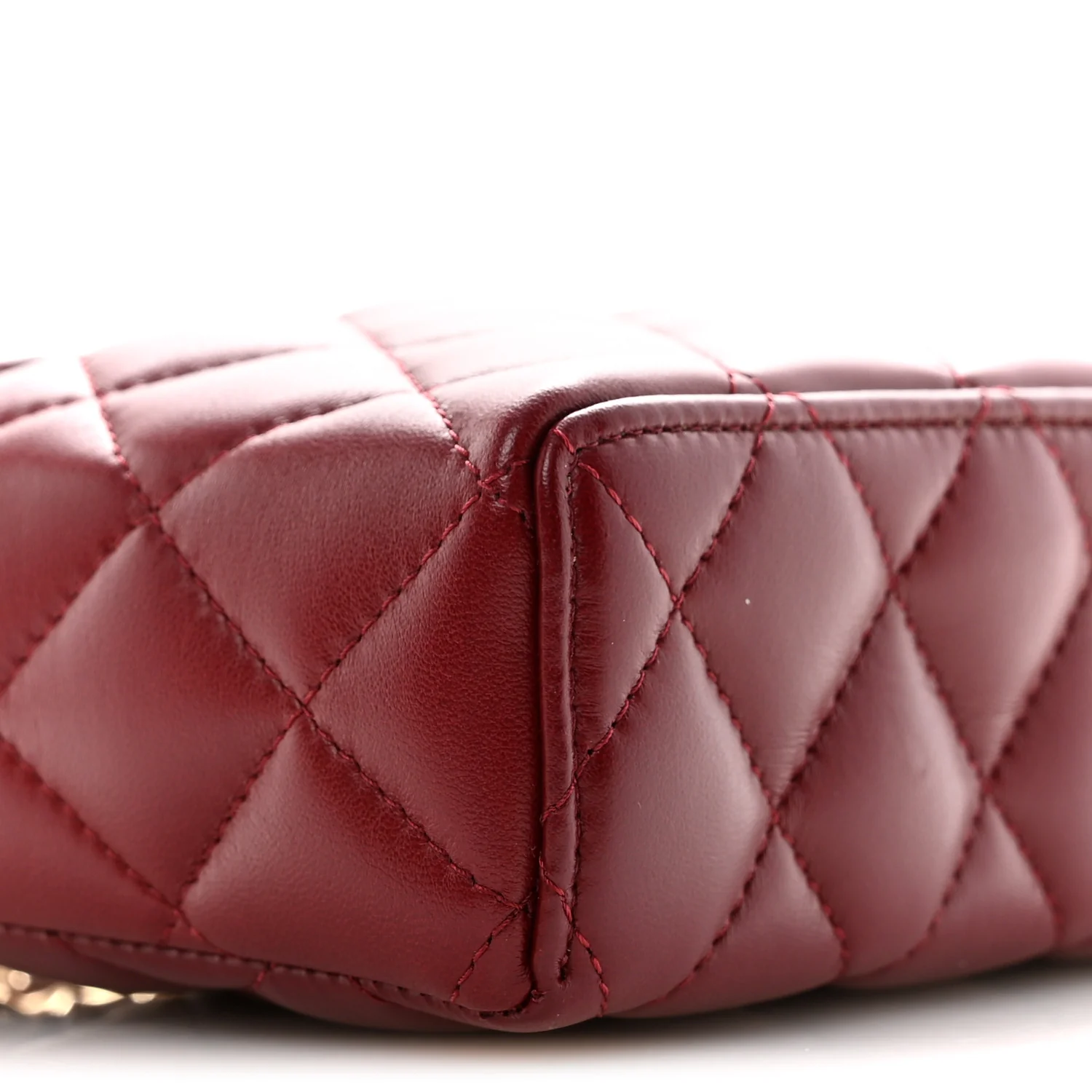 Lambskin Quilted Top Handle Slim Vanity With Chain Burgundy - Image 9
