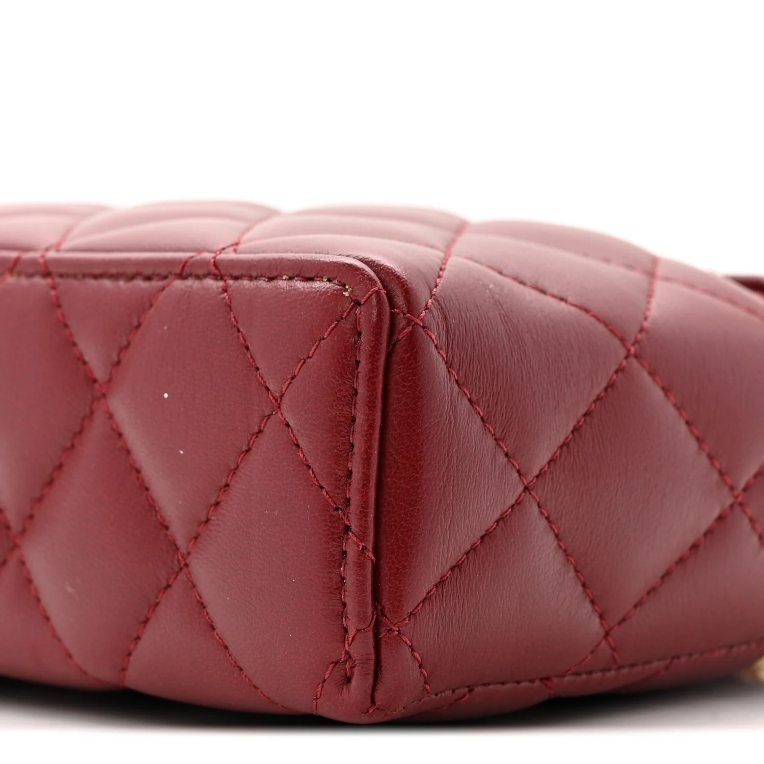 Lambskin Quilted Top Handle Slim Vanity With Chain Burgundy - Image 10