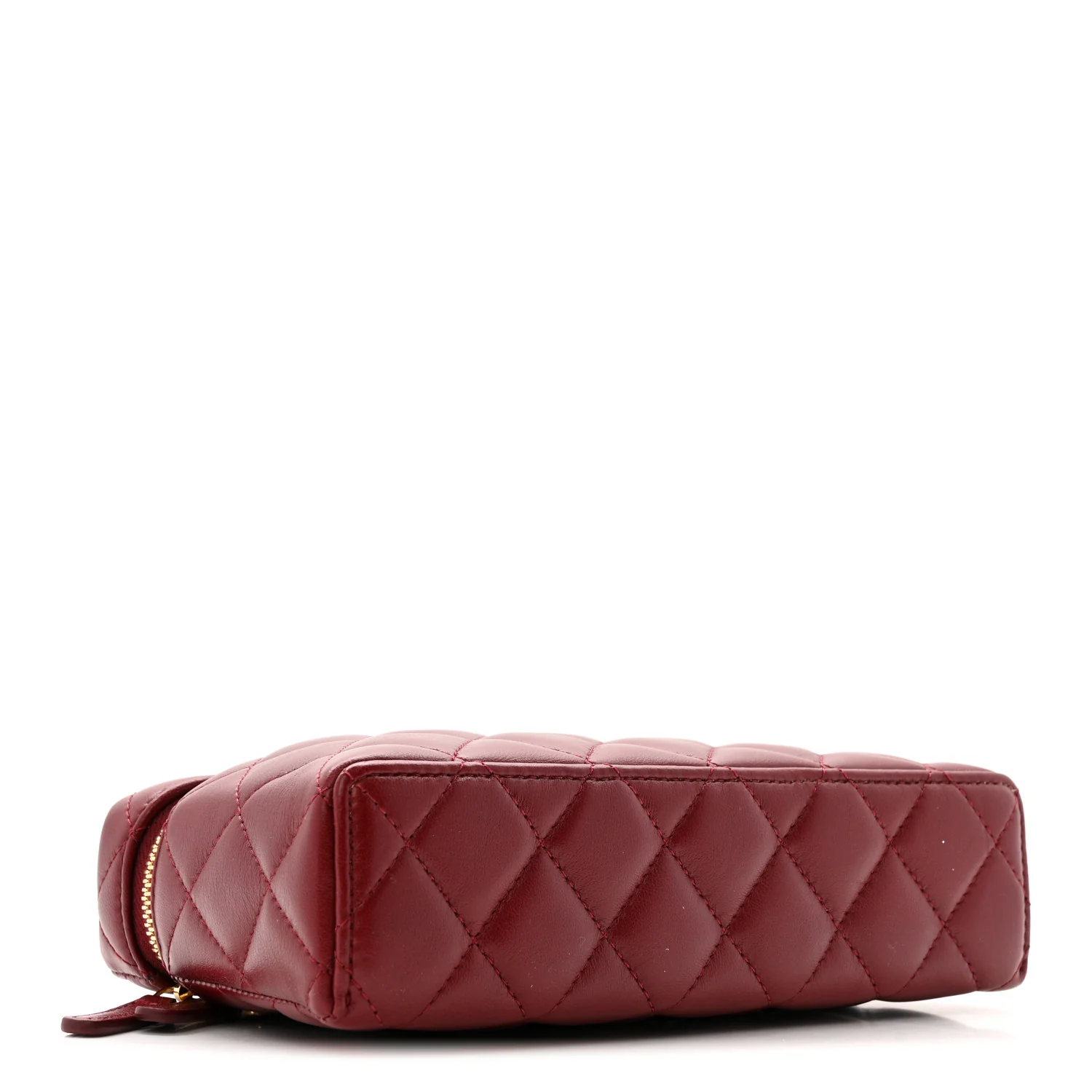 Lambskin Quilted Top Handle Slim Vanity With Chain Burgundy - Image 4
