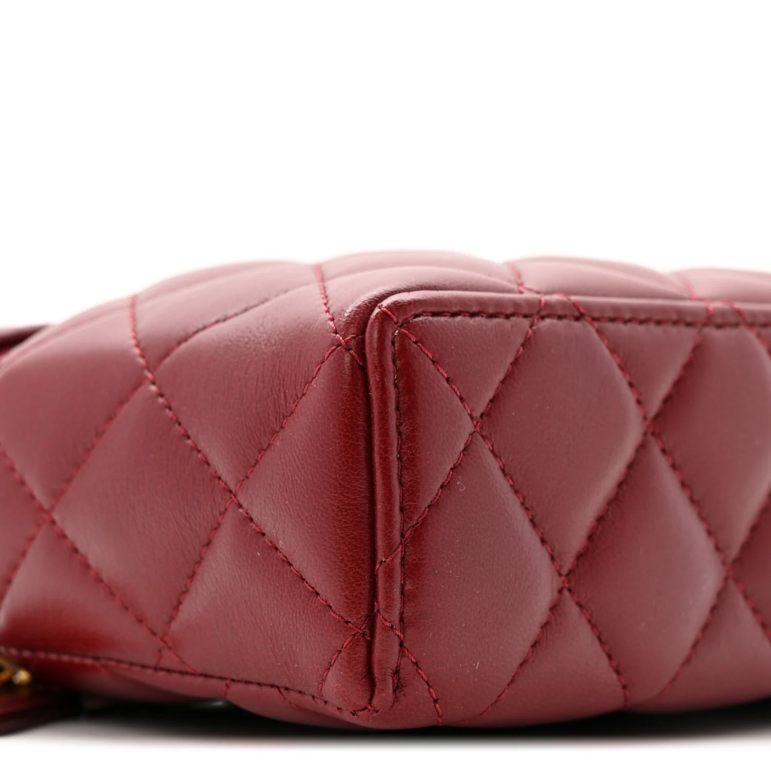 Lambskin Quilted Top Handle Slim Vanity With Chain Burgundy - Image 9