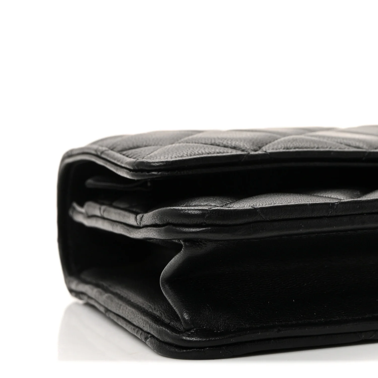 Lambskin Quilted Top Handle Trendy CC Wallet On Chain WOC Black - Image 18