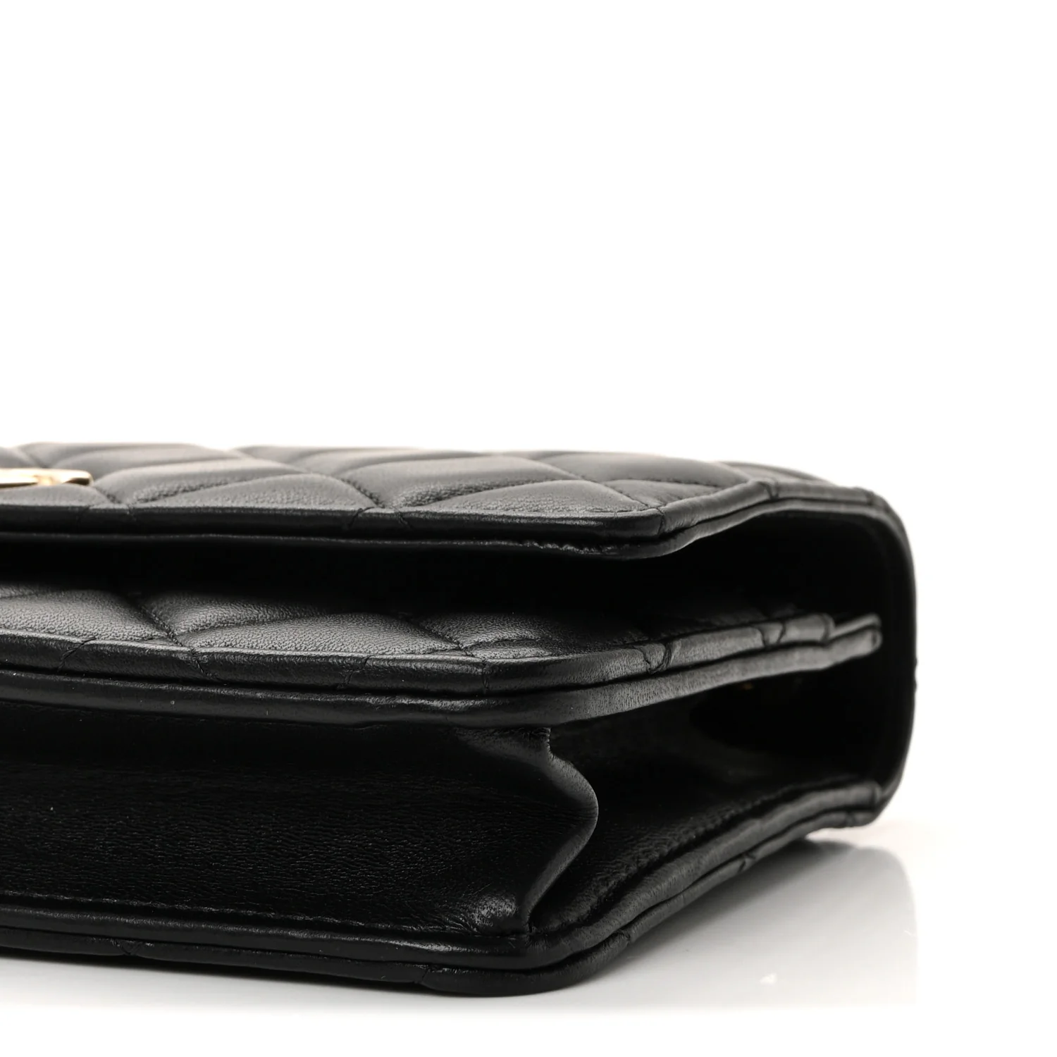 Lambskin Quilted Top Handle Trendy CC Wallet On Chain WOC Black - Image 21