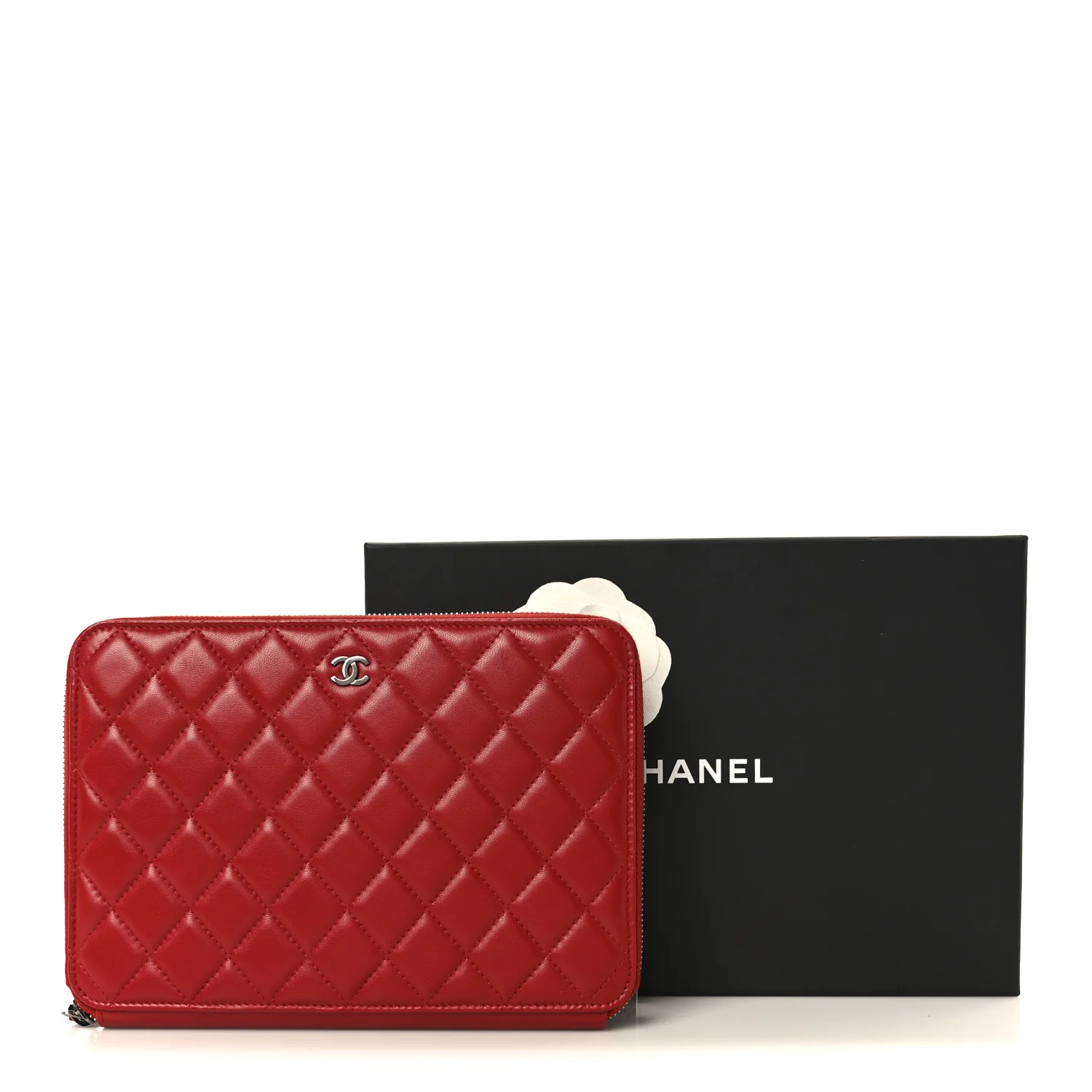 Lambskin Quilted Travel Case Red - Image 10