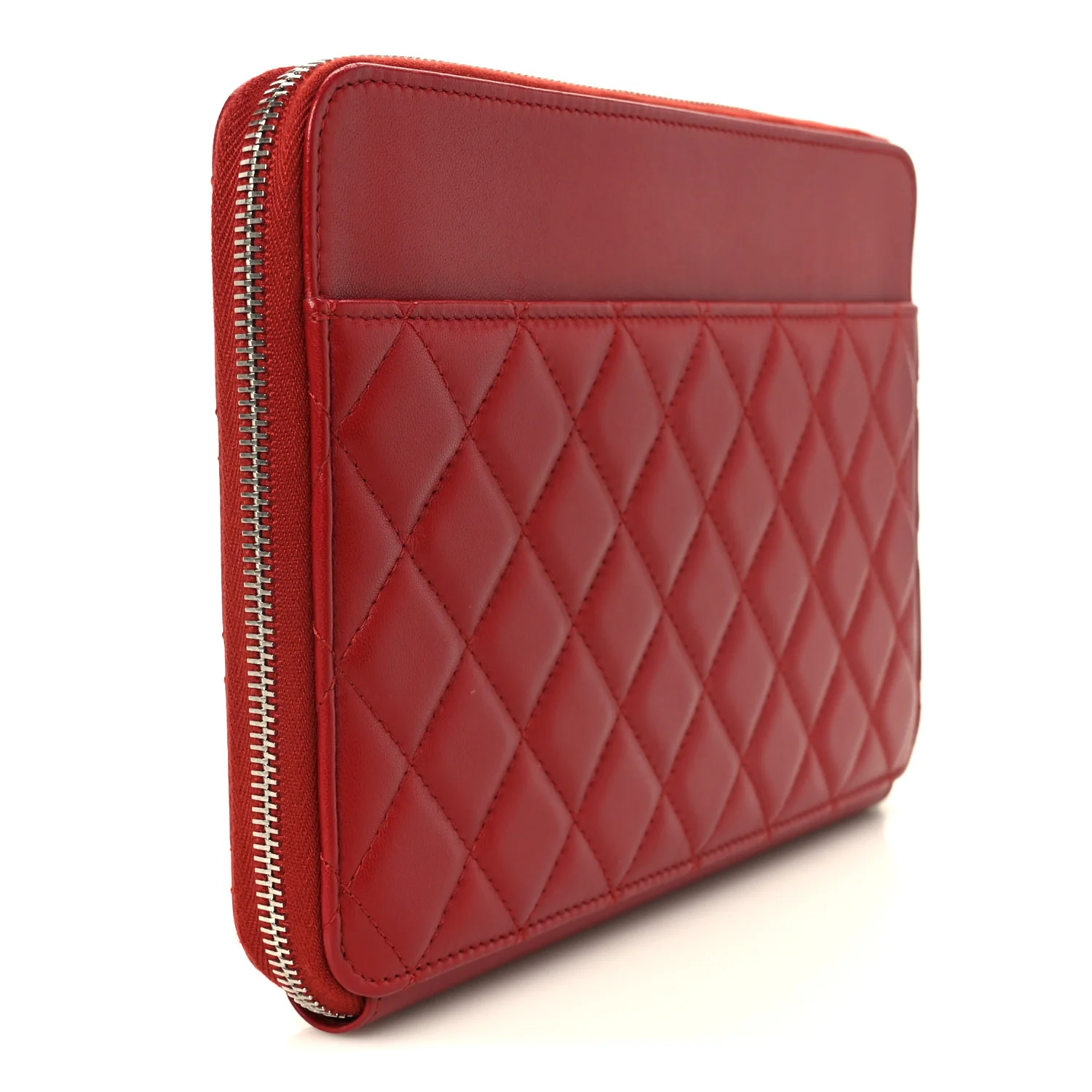 Lambskin Quilted Travel Case Red - Image 3