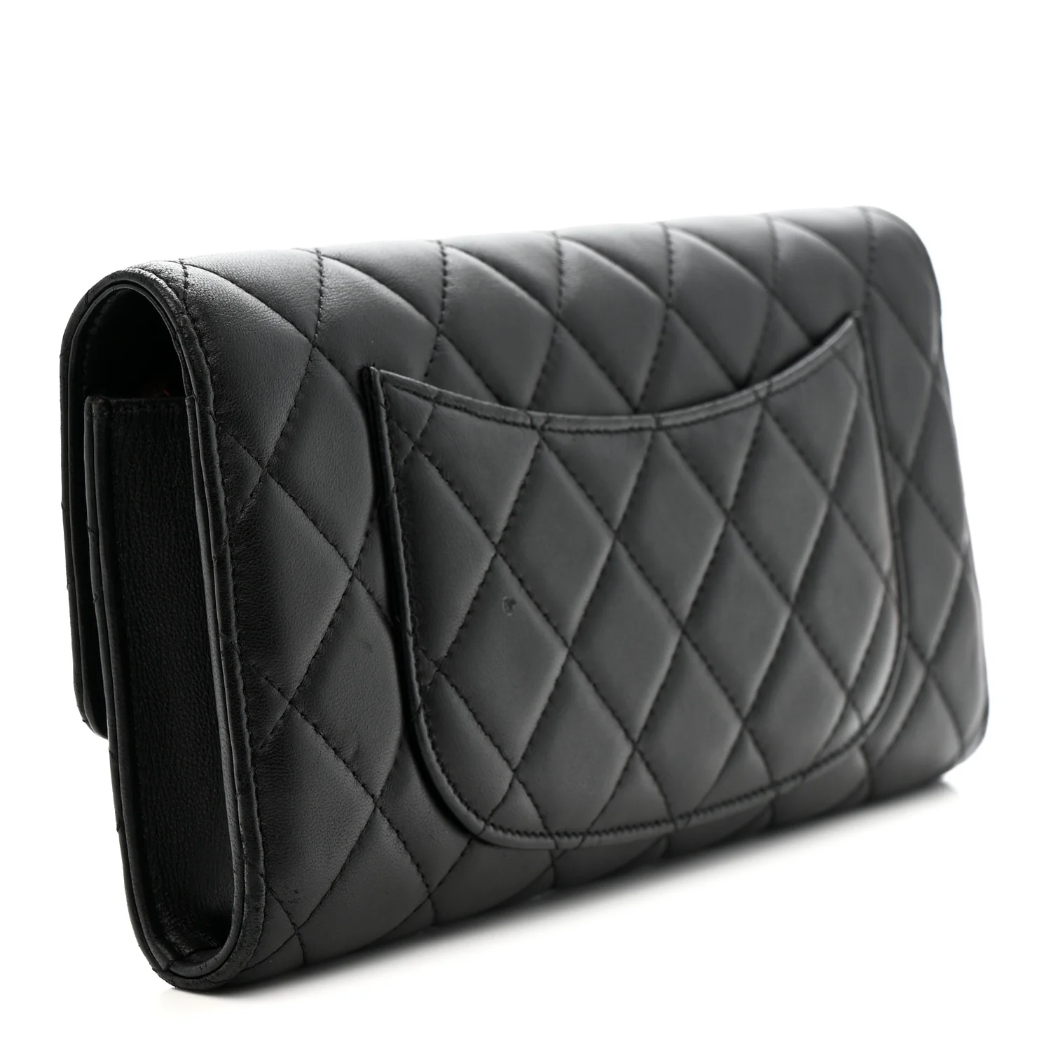 Lambskin Quilted Travel Wallet Black - Image 4