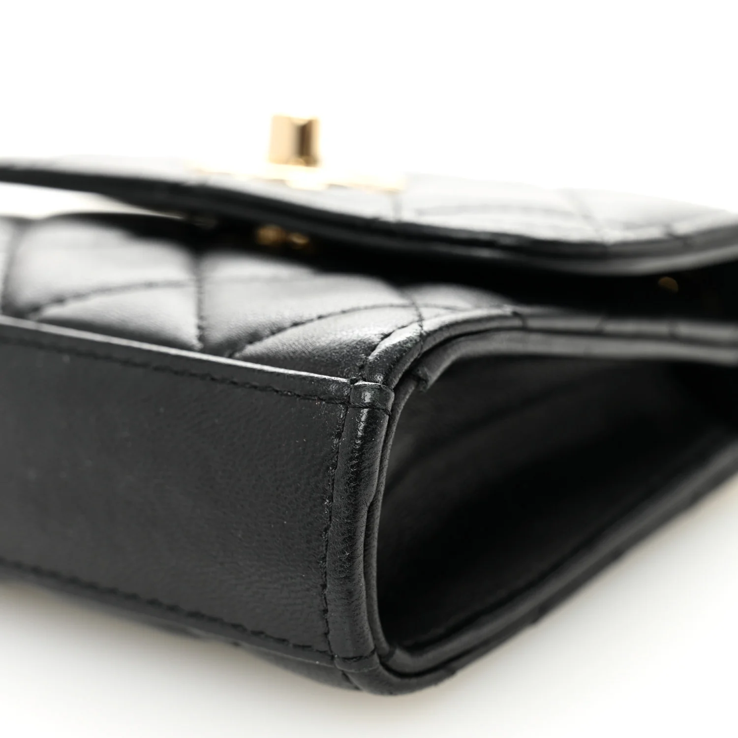 Lambskin Quilted Trendy CC Card Holder On Chain Black - Image 9