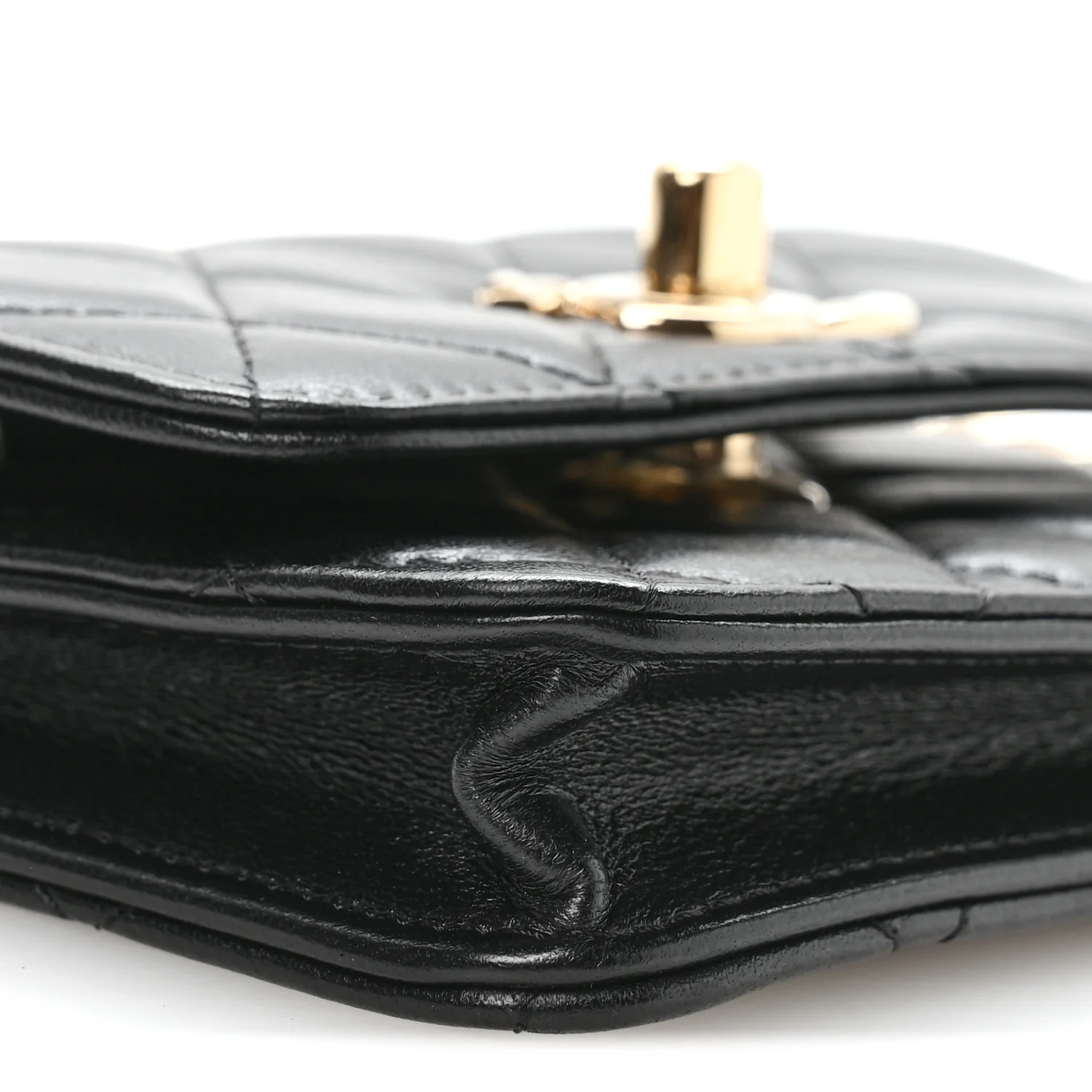 Lambskin Quilted Trendy CC Card Holder On Chain Black - Image 19