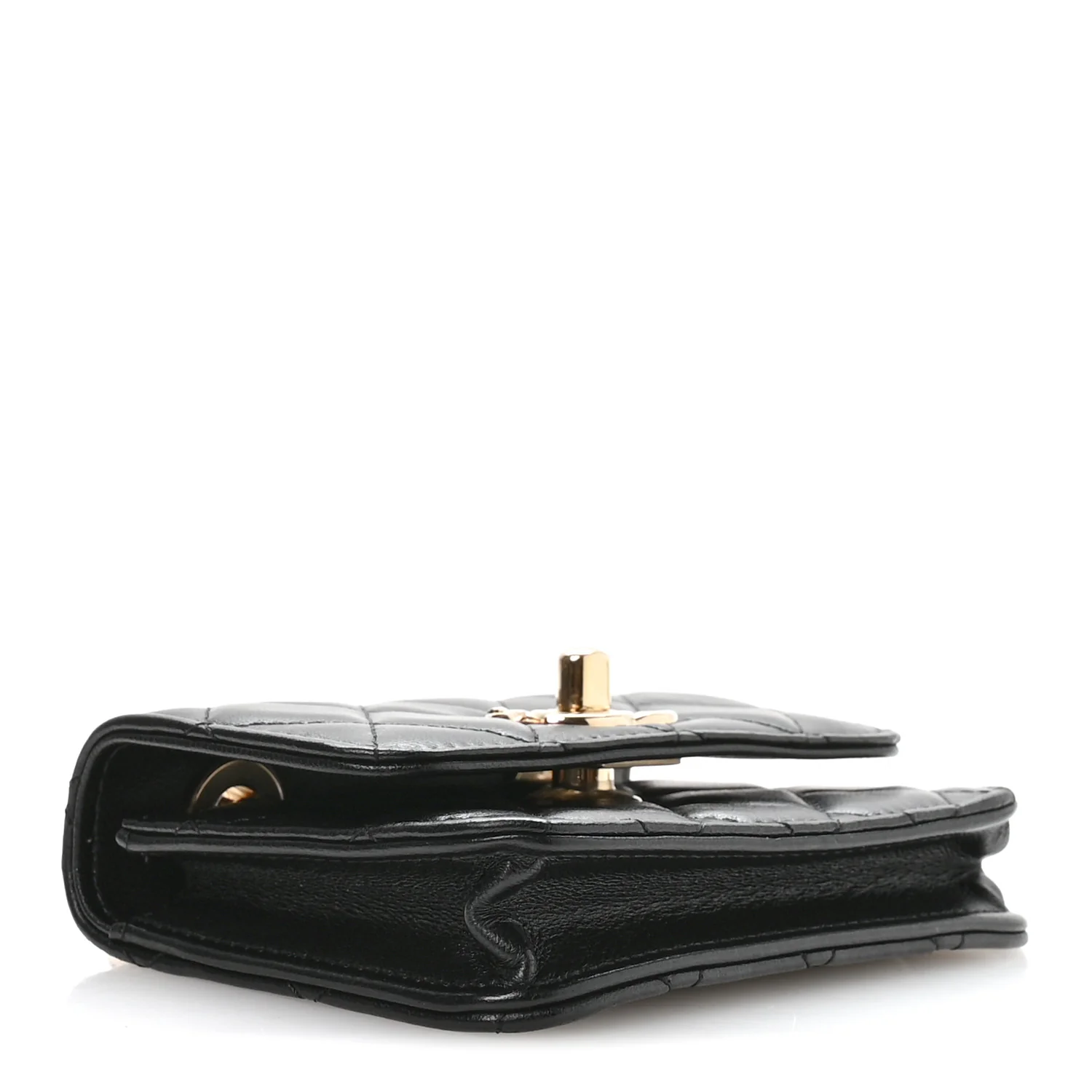 Lambskin Quilted Trendy CC Card Holder On Chain Black - Image 7