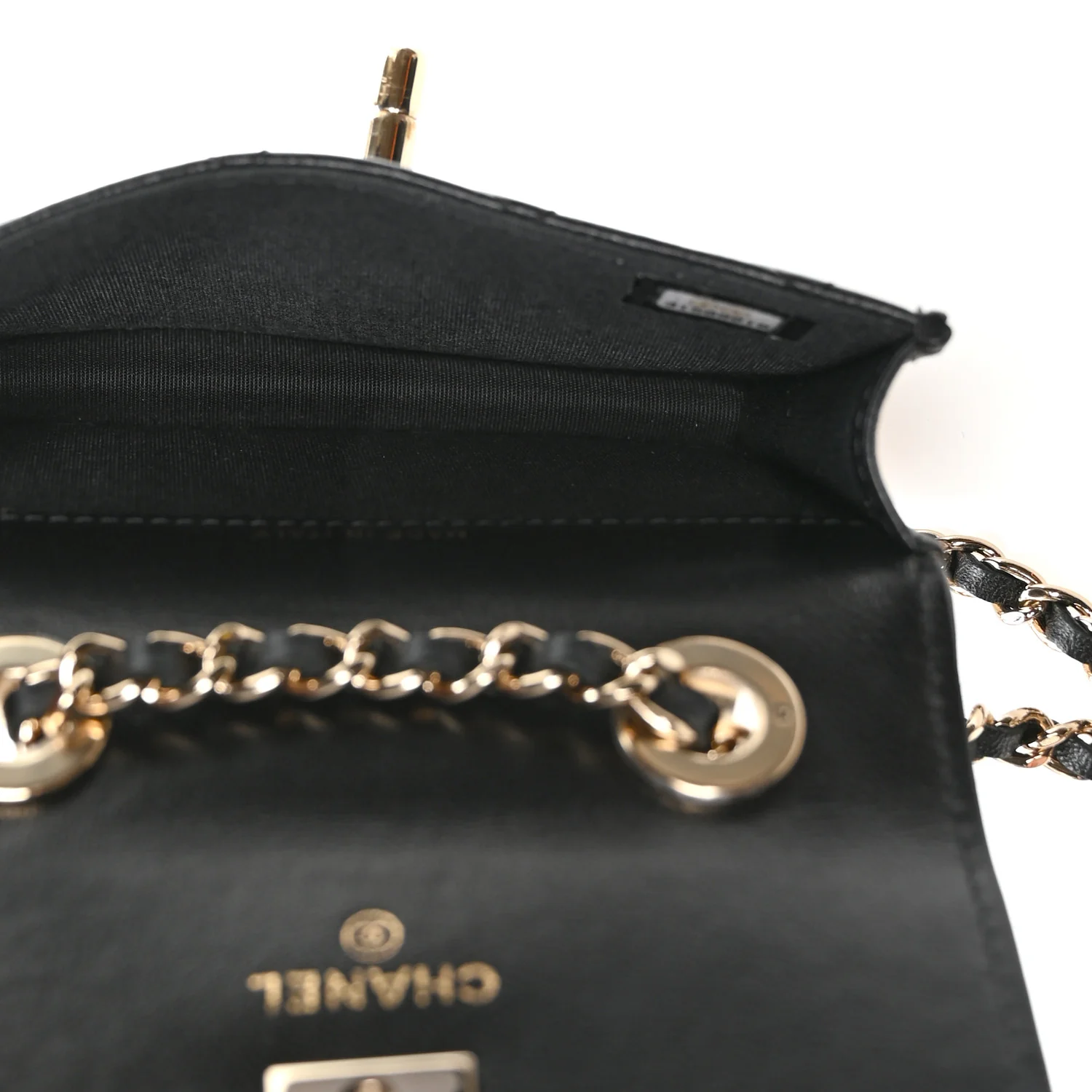 Lambskin Quilted Trendy CC Card Holder On Chain Black - Image 8