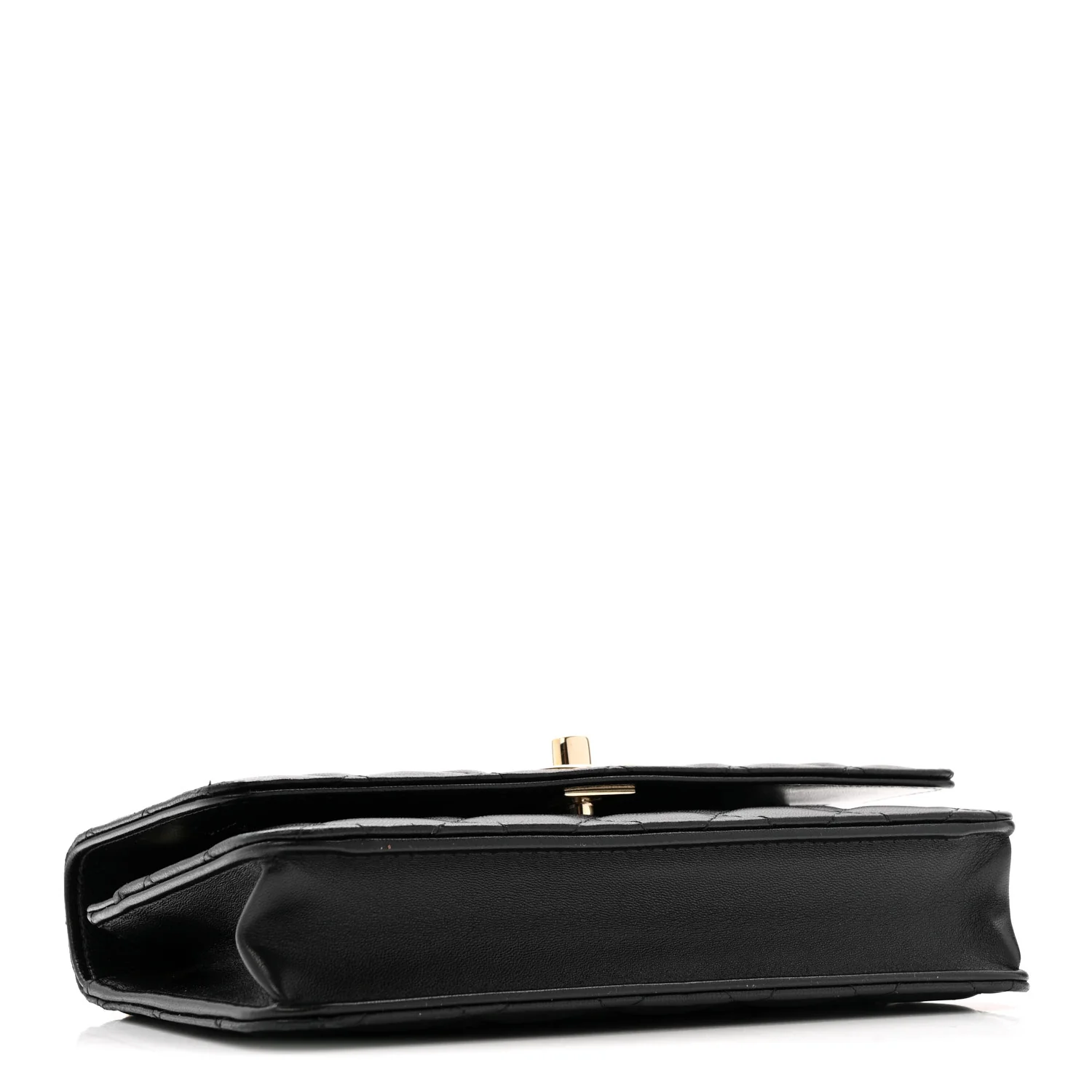Lambskin Quilted Trendy CC Wallet On Chain WOC Black - Image 4