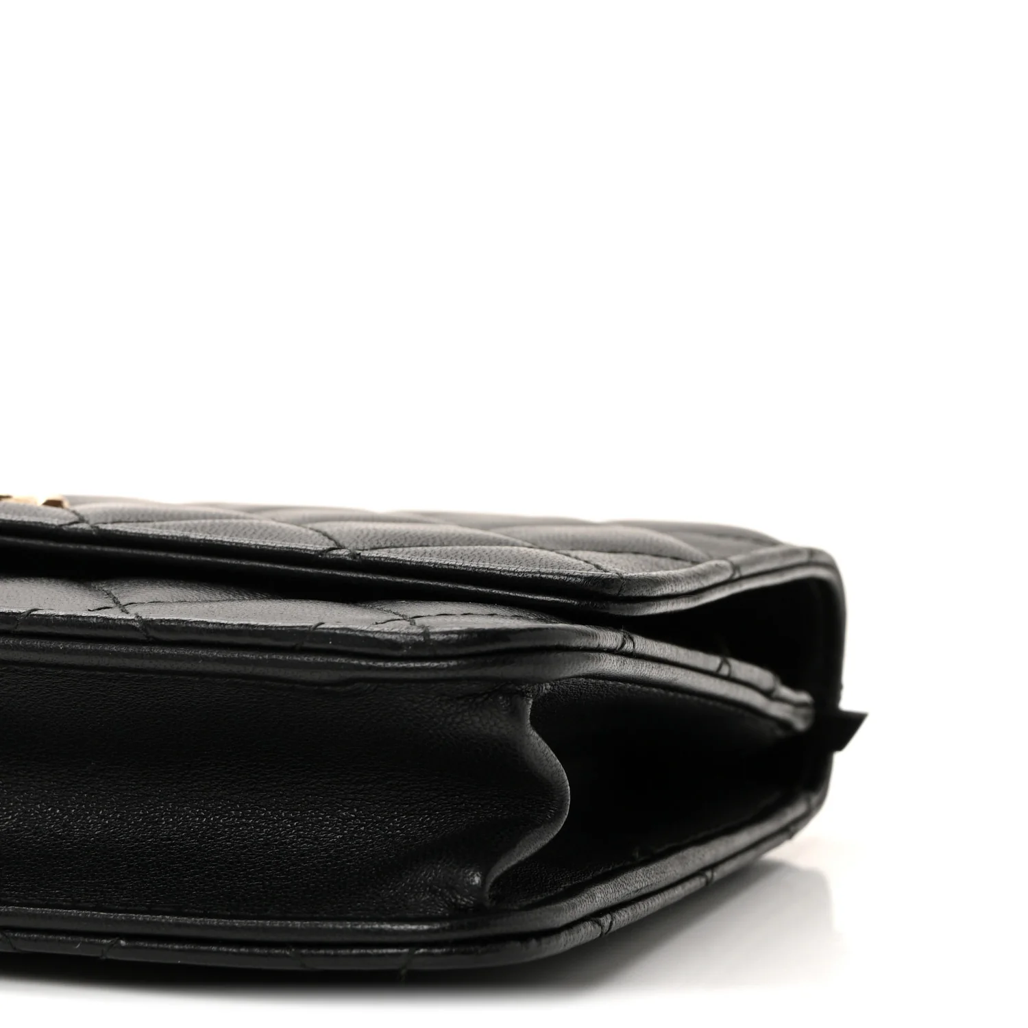 Lambskin Quilted Trendy CC Wallet On Chain WOC Black - Image 11