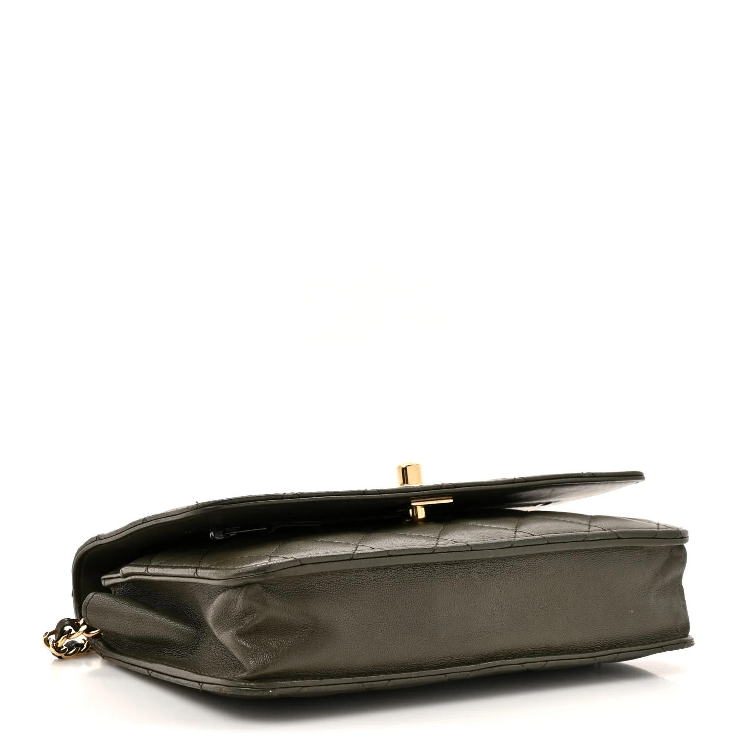 Lambskin Quilted Trendy CC Wallet On Chain WOC Green - Image 4