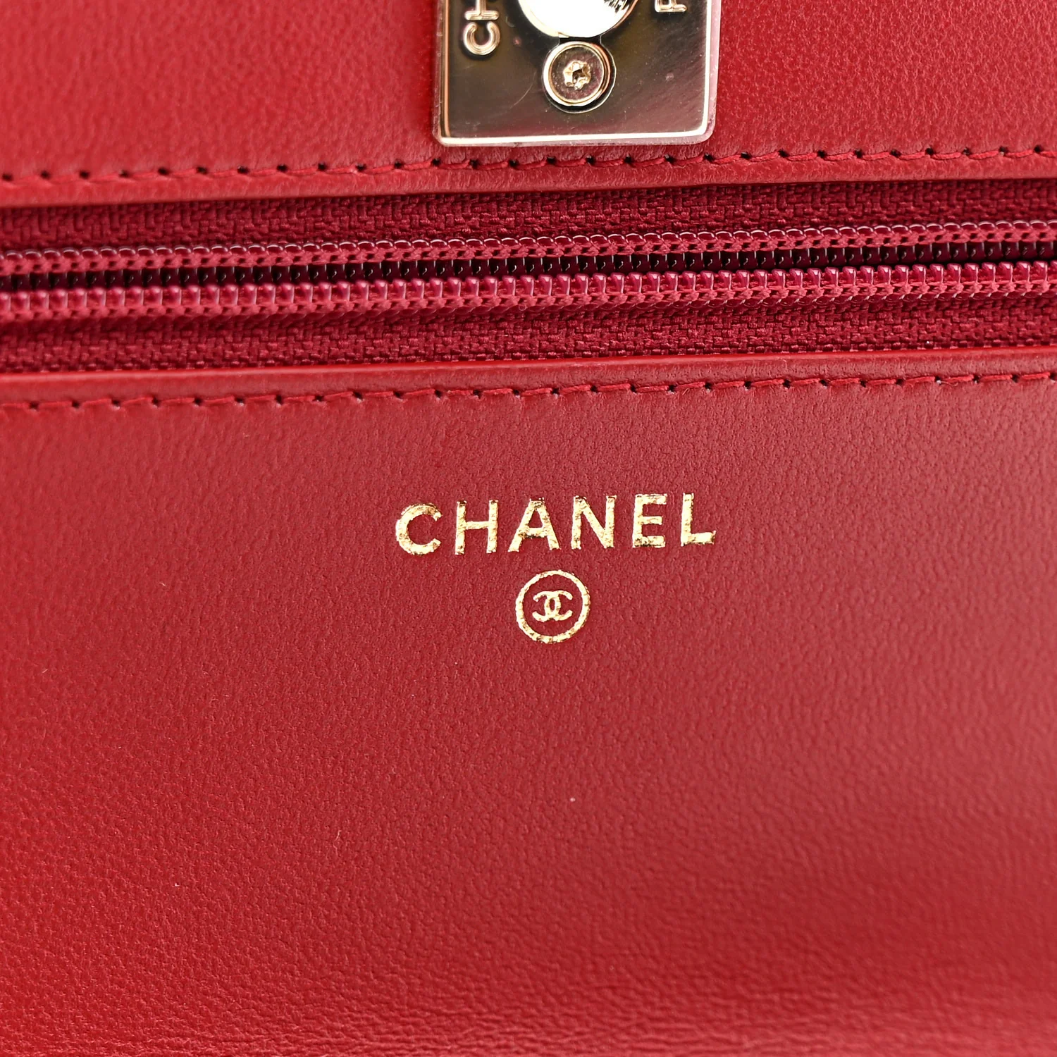 Lambskin Quilted Trendy CC Wallet On Chain WOC Red - Image 6