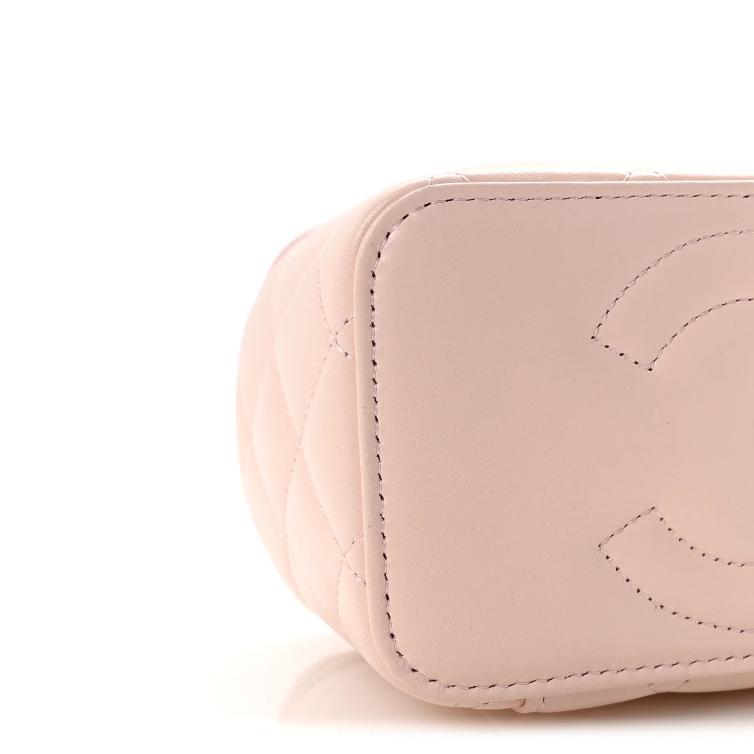 Lambskin Quilted Trendy Small Top Handle Vanity Case With Chain Light Pink - Image 9